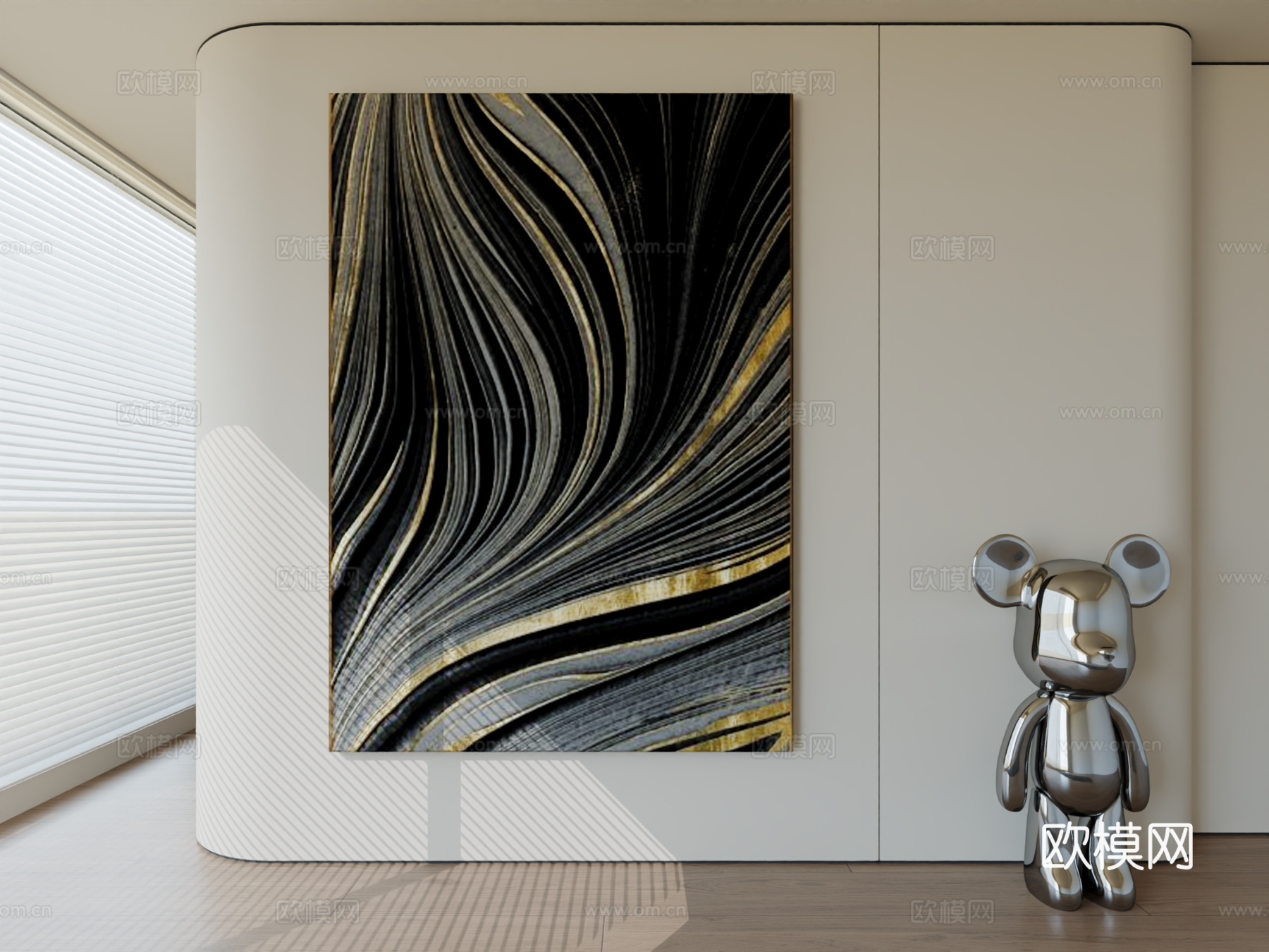 现代极简挂画抽象艺术挂画3d模型