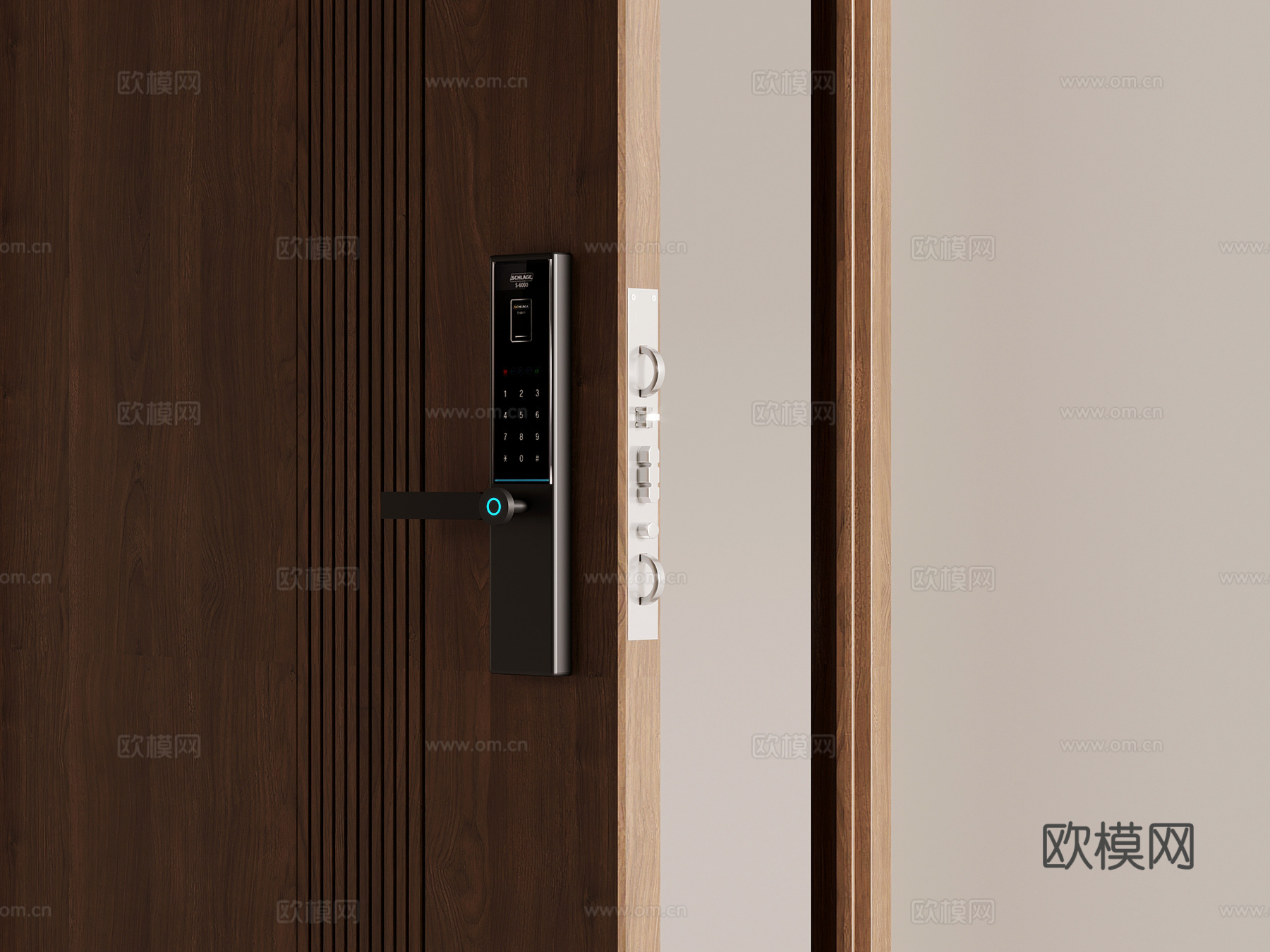 密码锁 现代防盗门密码锁 指纹锁 门锁3d模型