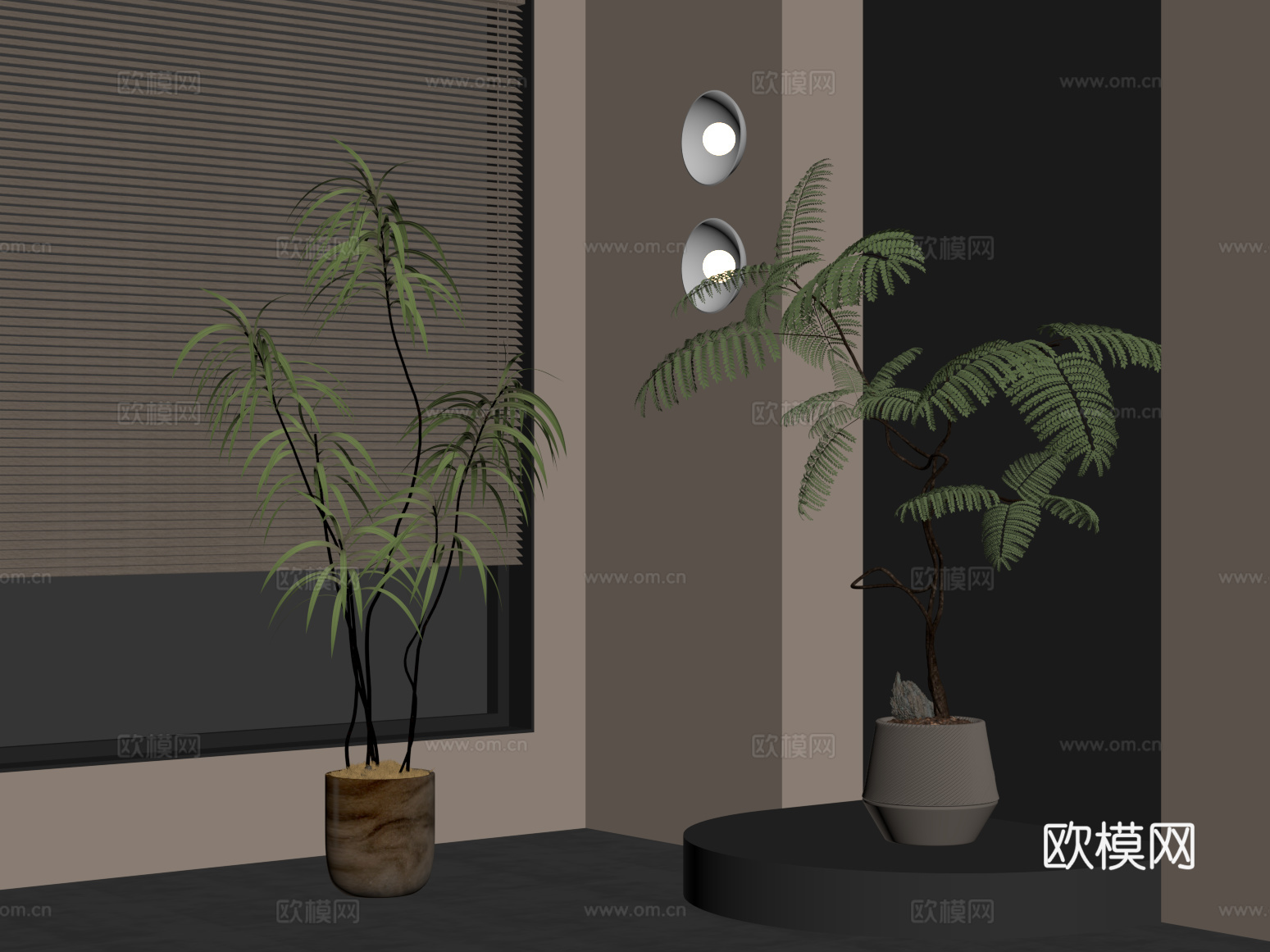 绿植 中古风绿植盆栽 盆景 树su模型