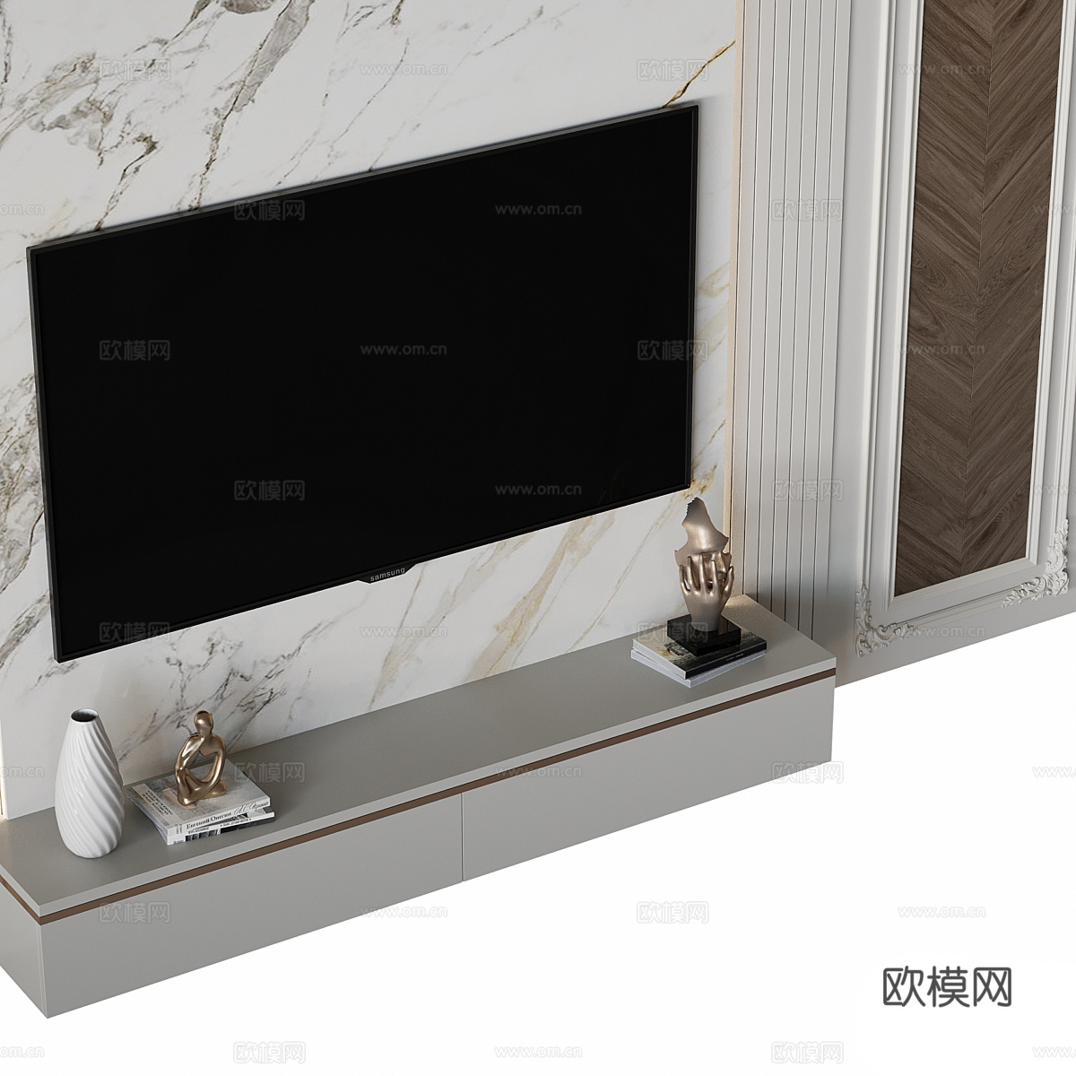 法式简约电视背景墙3d模型