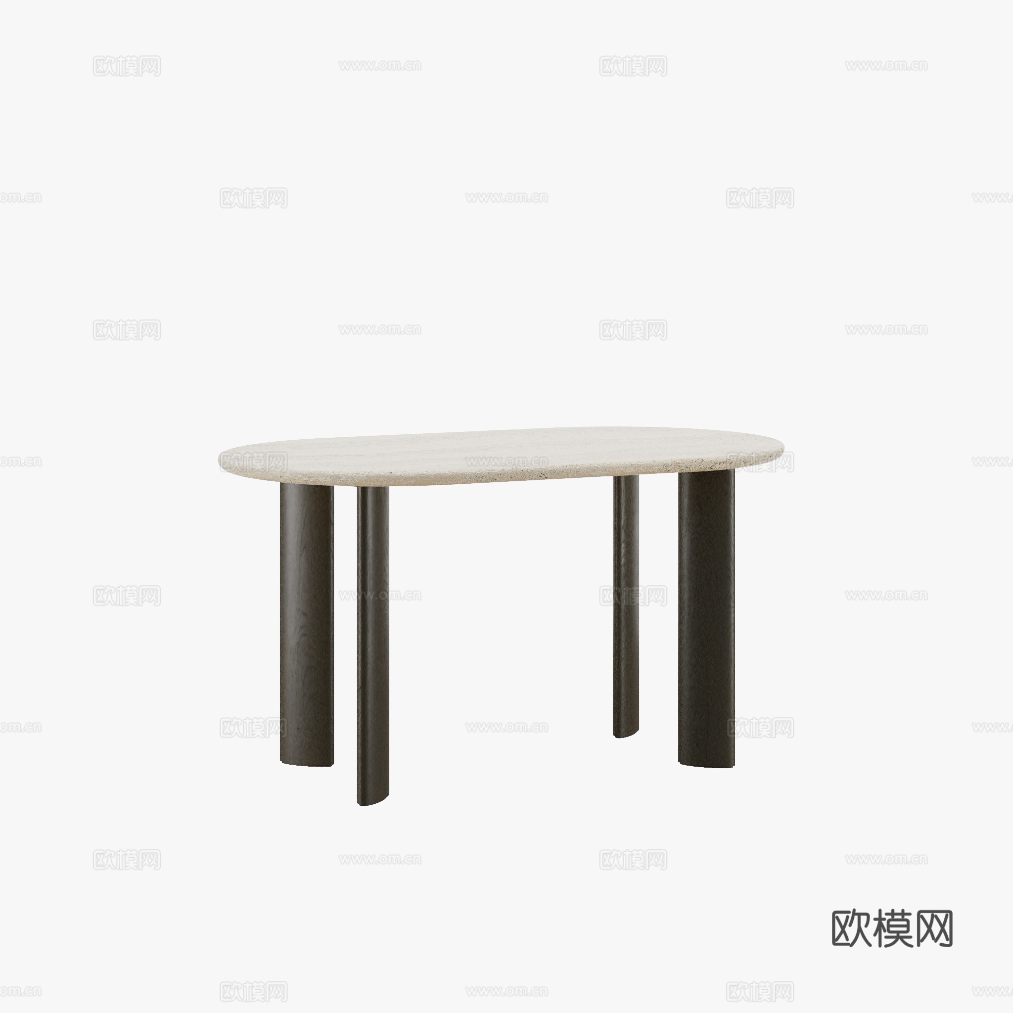 得闲 玲珑洞石椭圆茶几 茶几3d模型