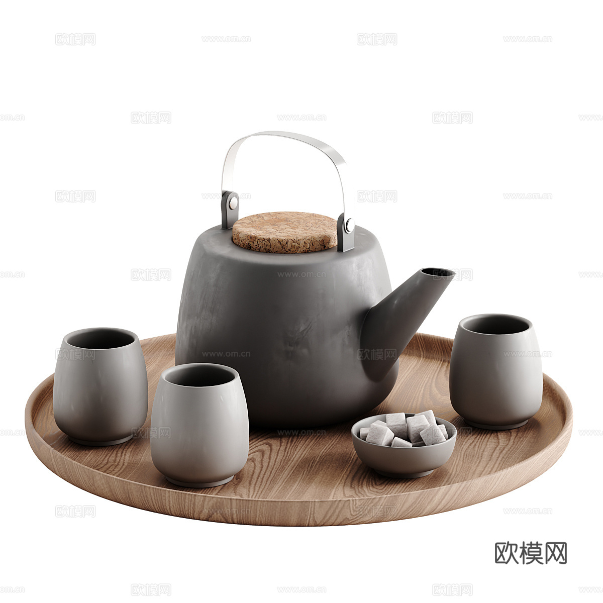 新中式茶具套装3d模型