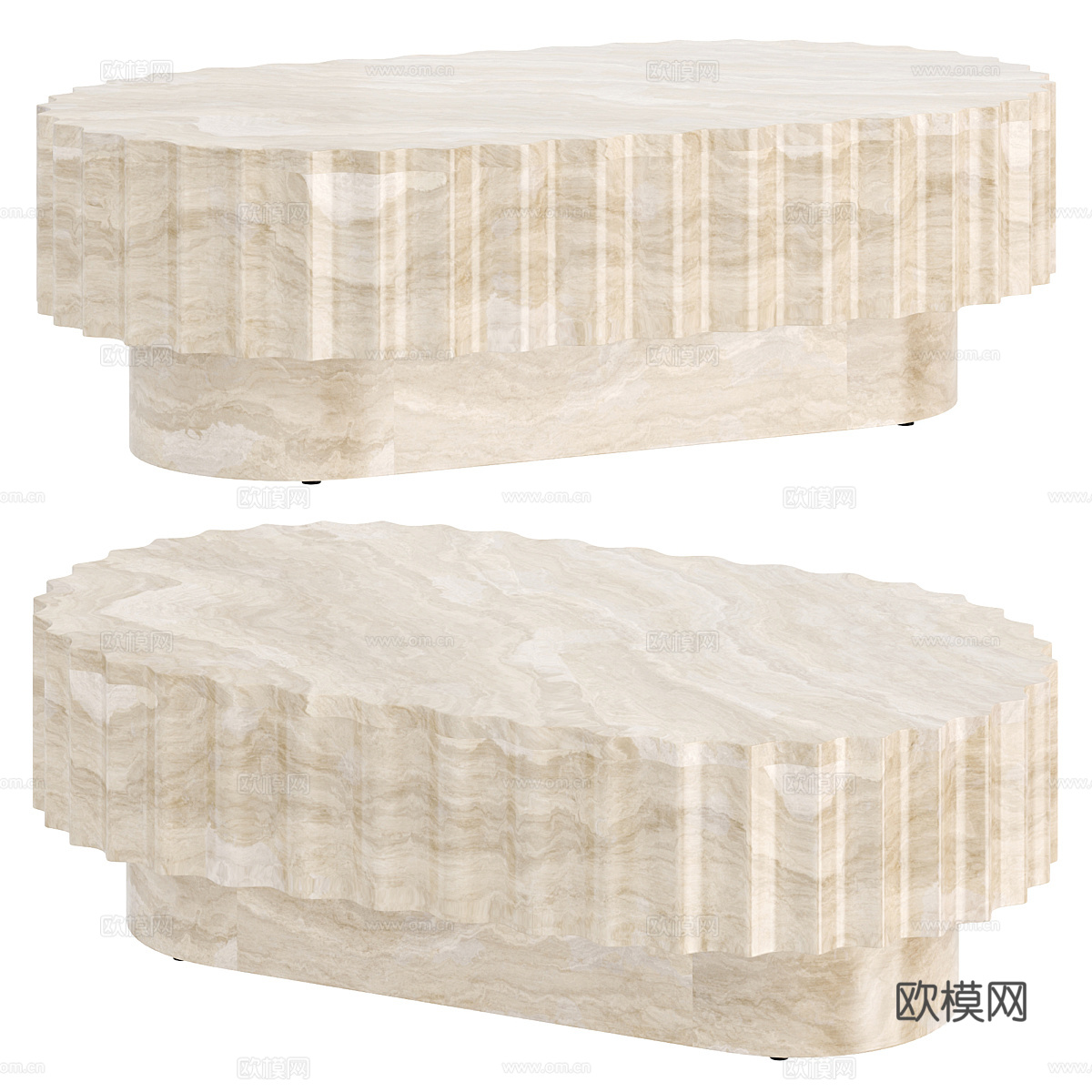 现代侘寂大理石茶几3d模型