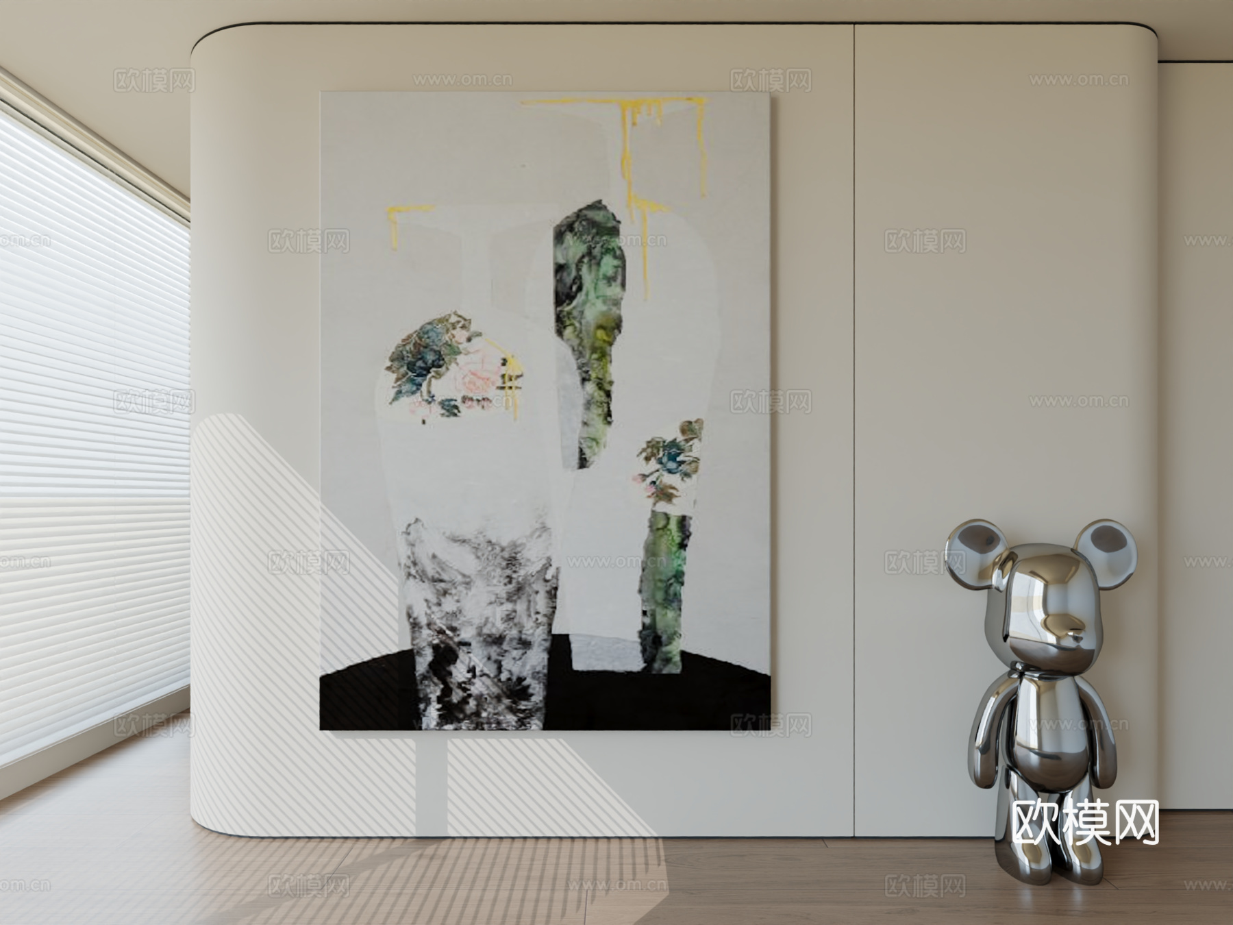 现代极简挂画抽象艺术挂画3d模型
