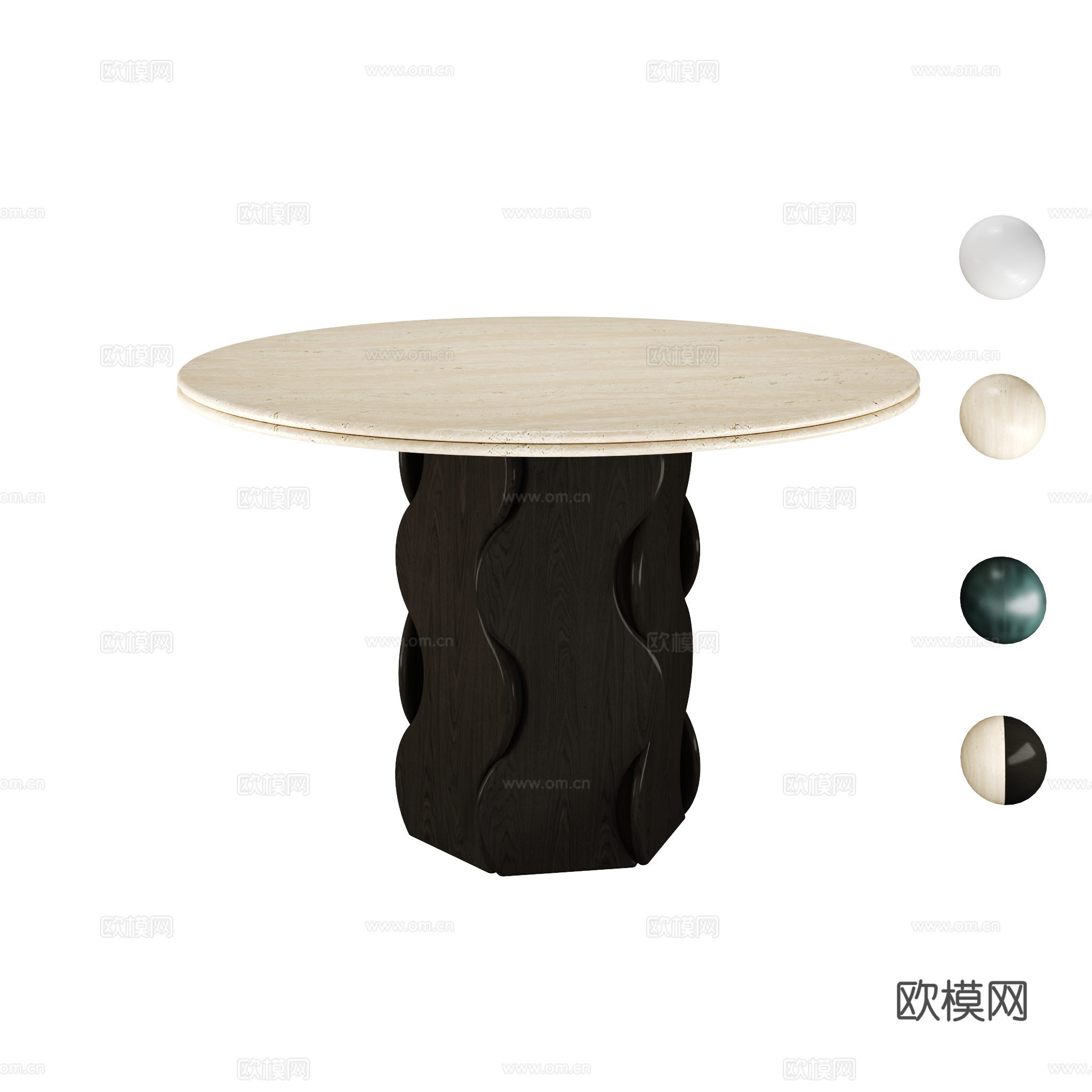 得闲 粼粼圆桌 餐桌3d模型