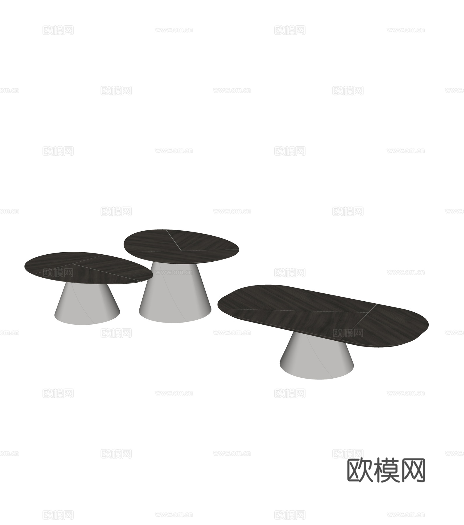现代异形茶几组合su模型