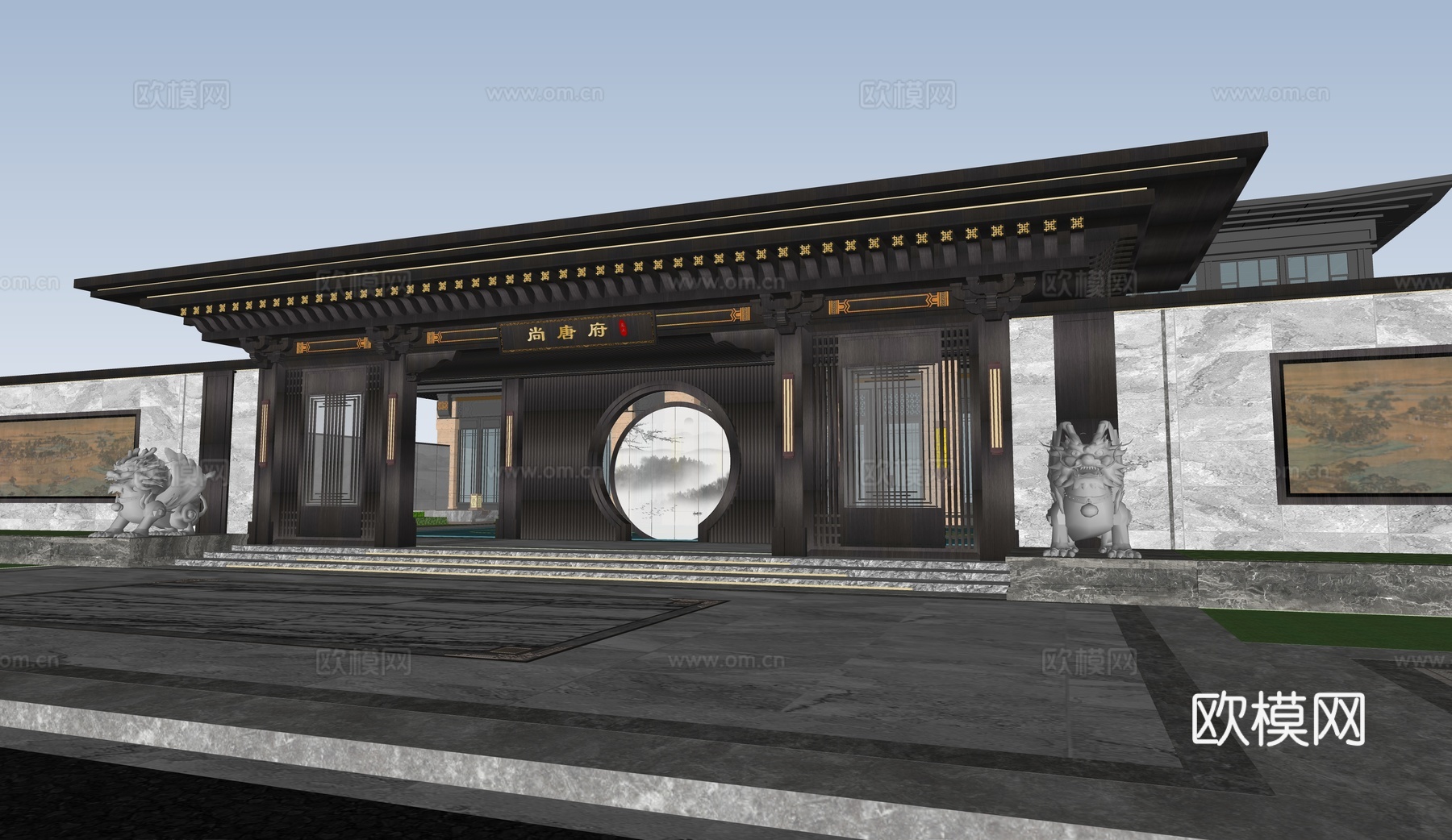 新中式售楼处 售楼部景观 会所建筑 展馆建筑 博物馆su模型