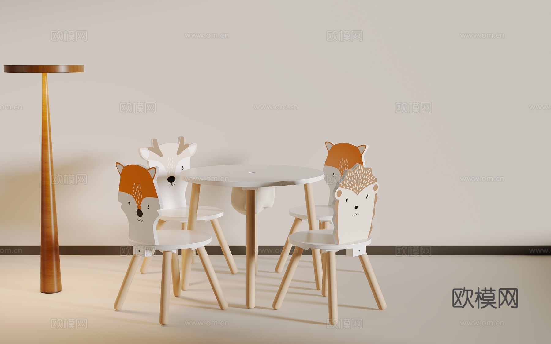 可爱儿童餐椅3d模型