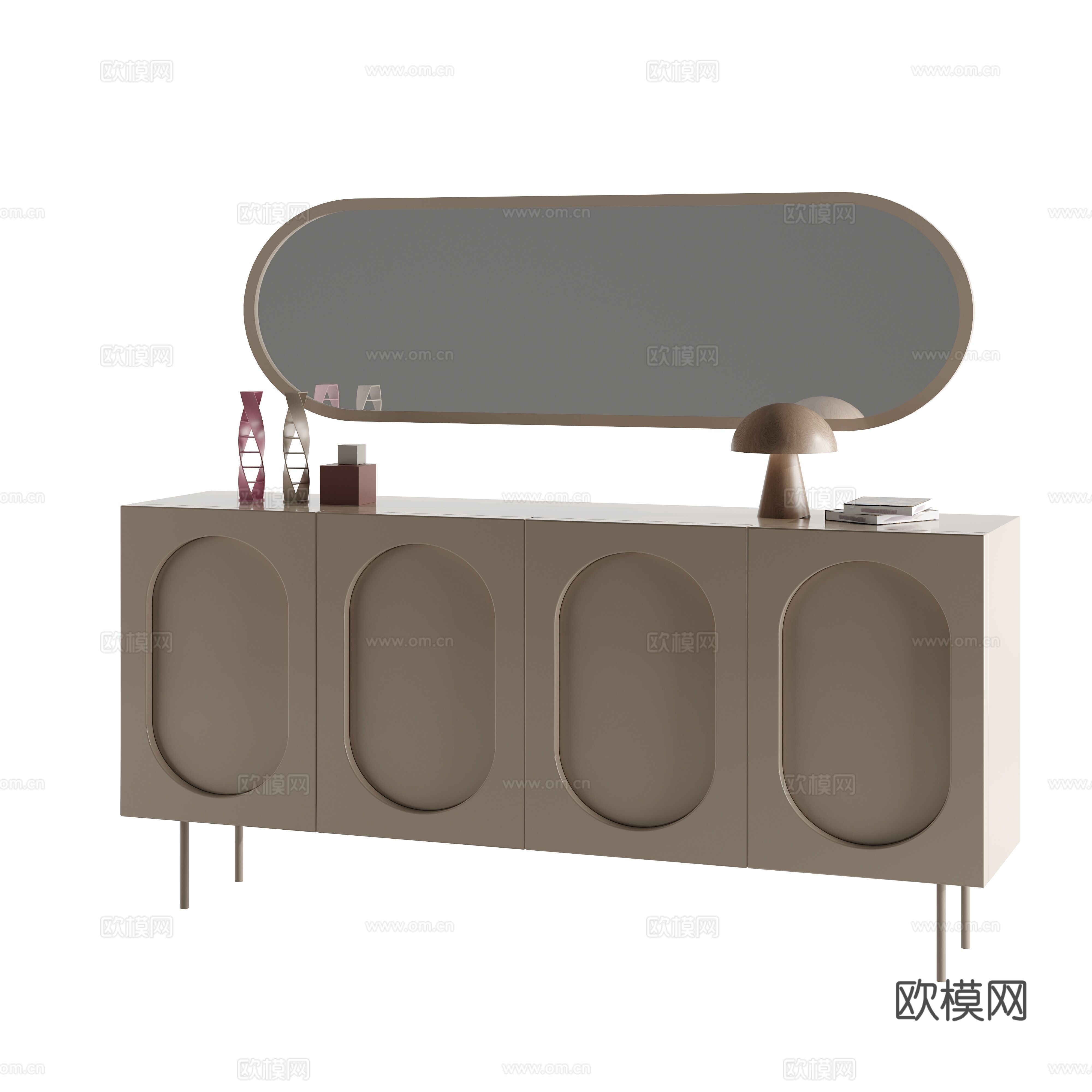 现代奶油侘寂电视柜3d模型