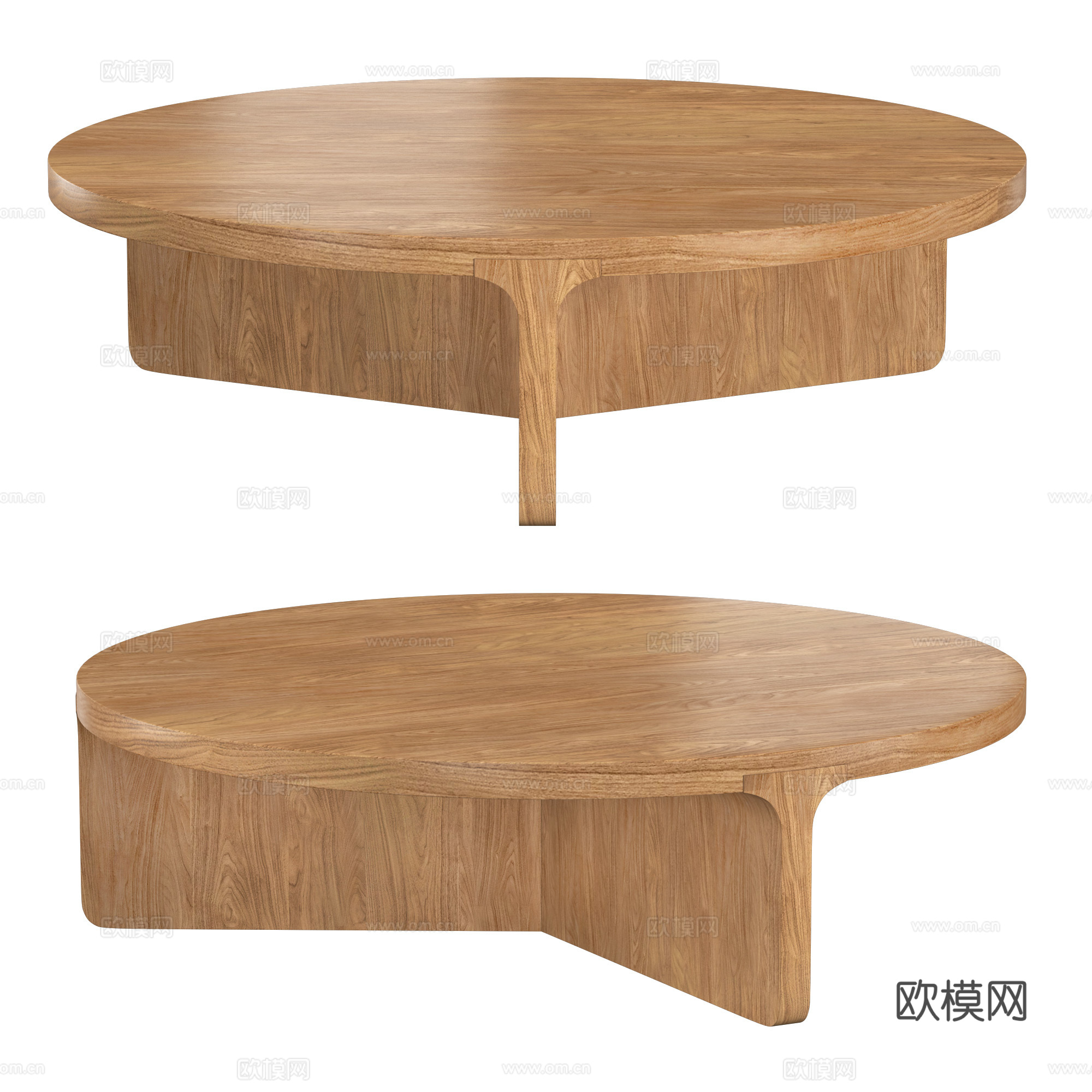 新中式实木圆茶几3d模型