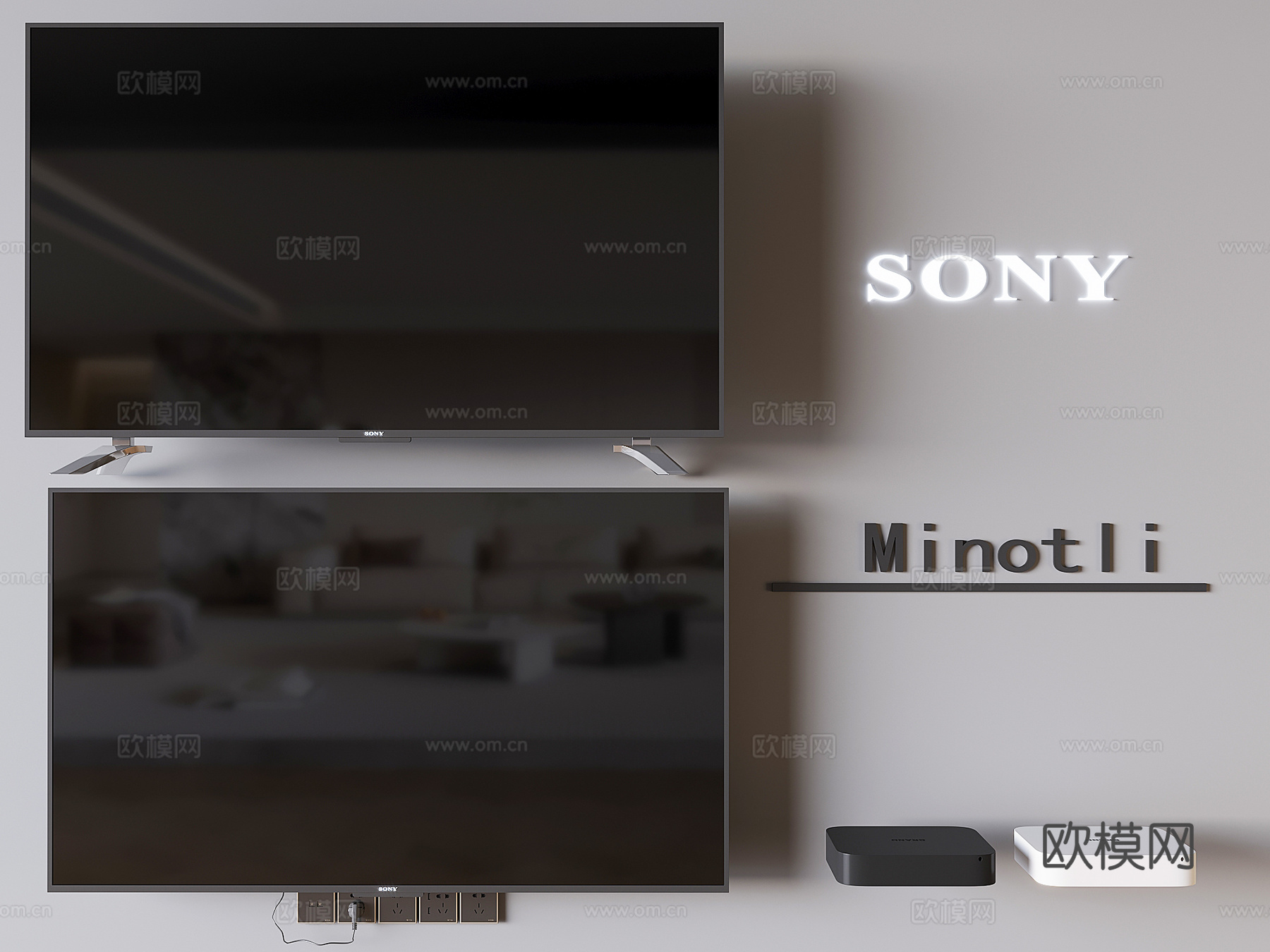 索尼高清激光电视 全面屏智能电视机3d模型