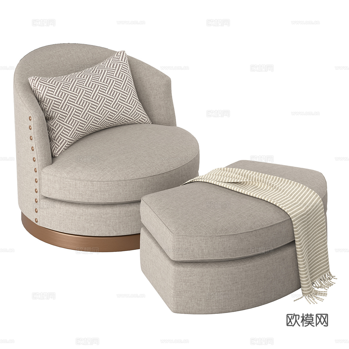 现代轻奢布艺沙发椅3d模型
