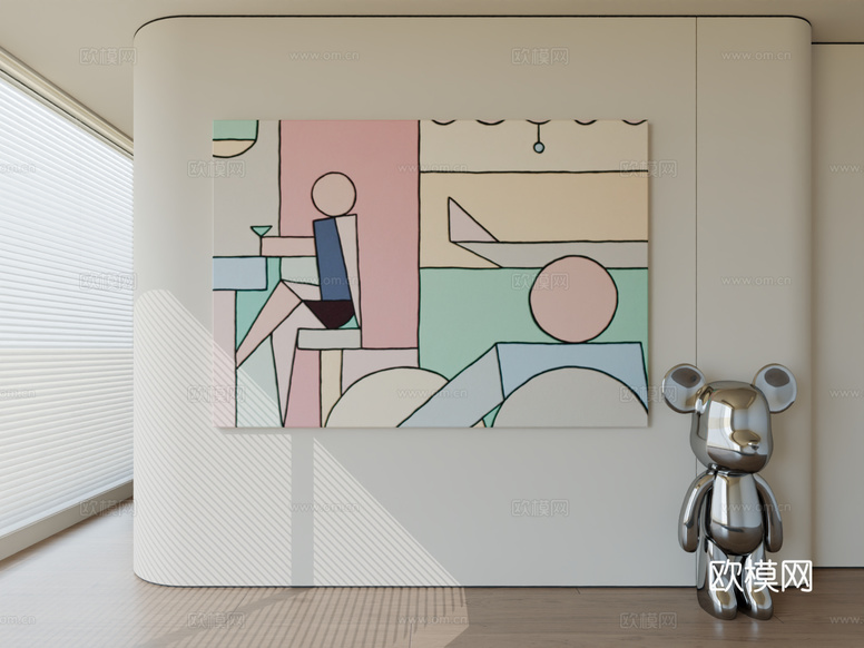 现代极简挂画抽象艺术挂画3d模型下载