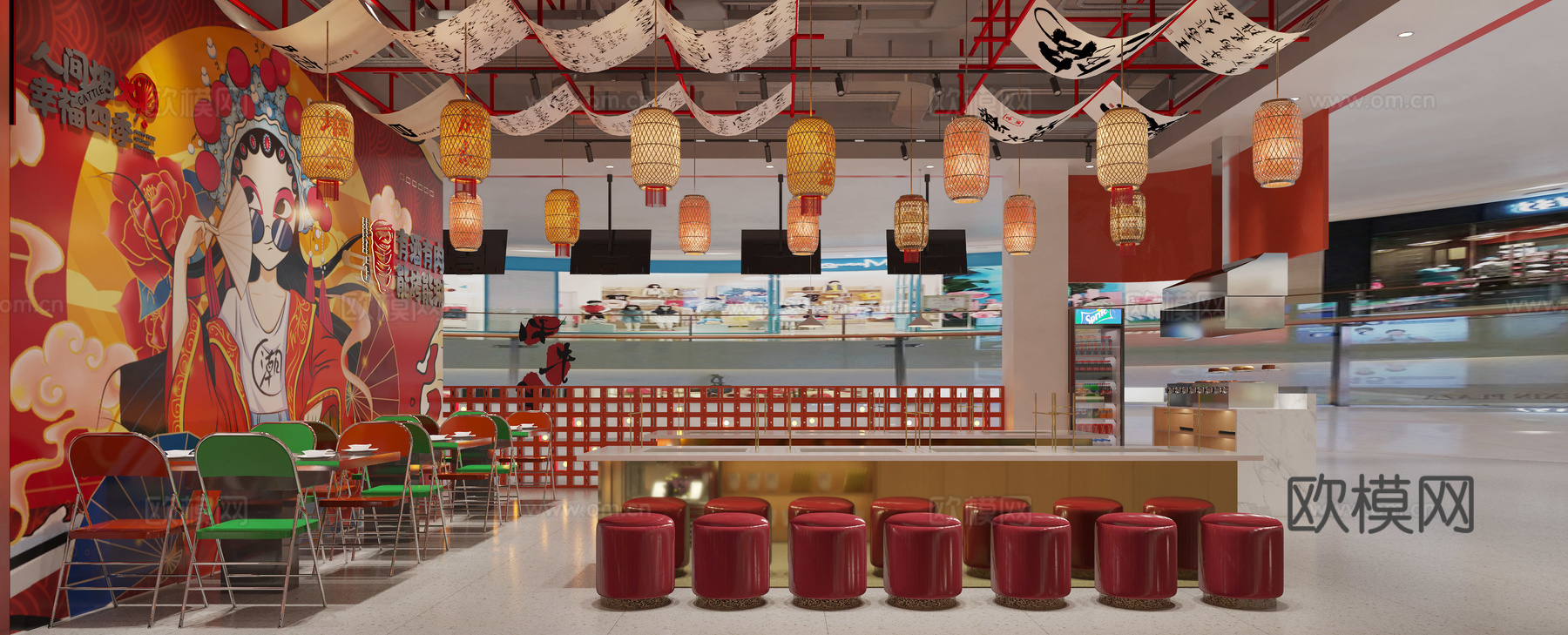 工业风火锅店3d模型