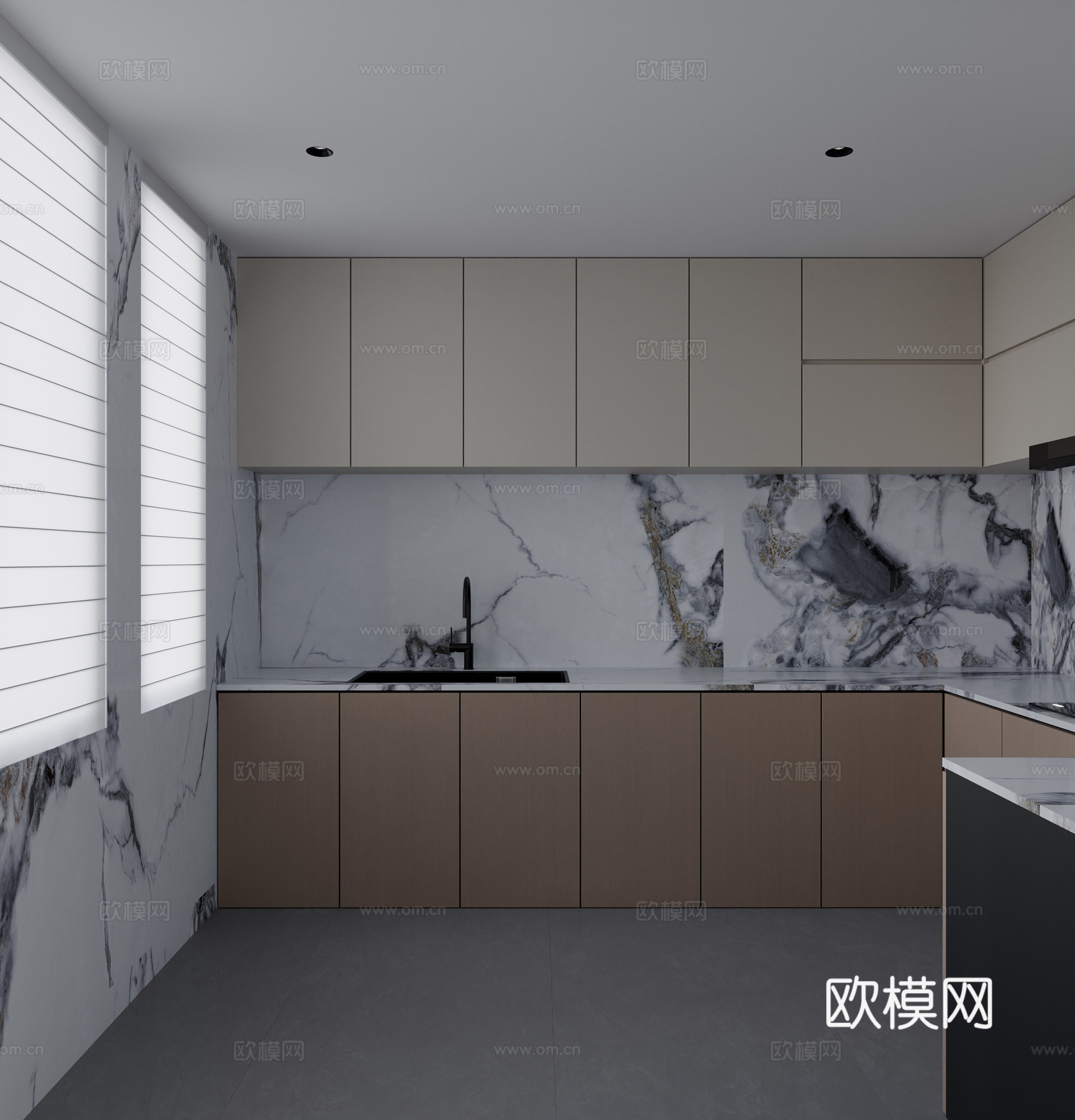 现代意式厨房3d模型