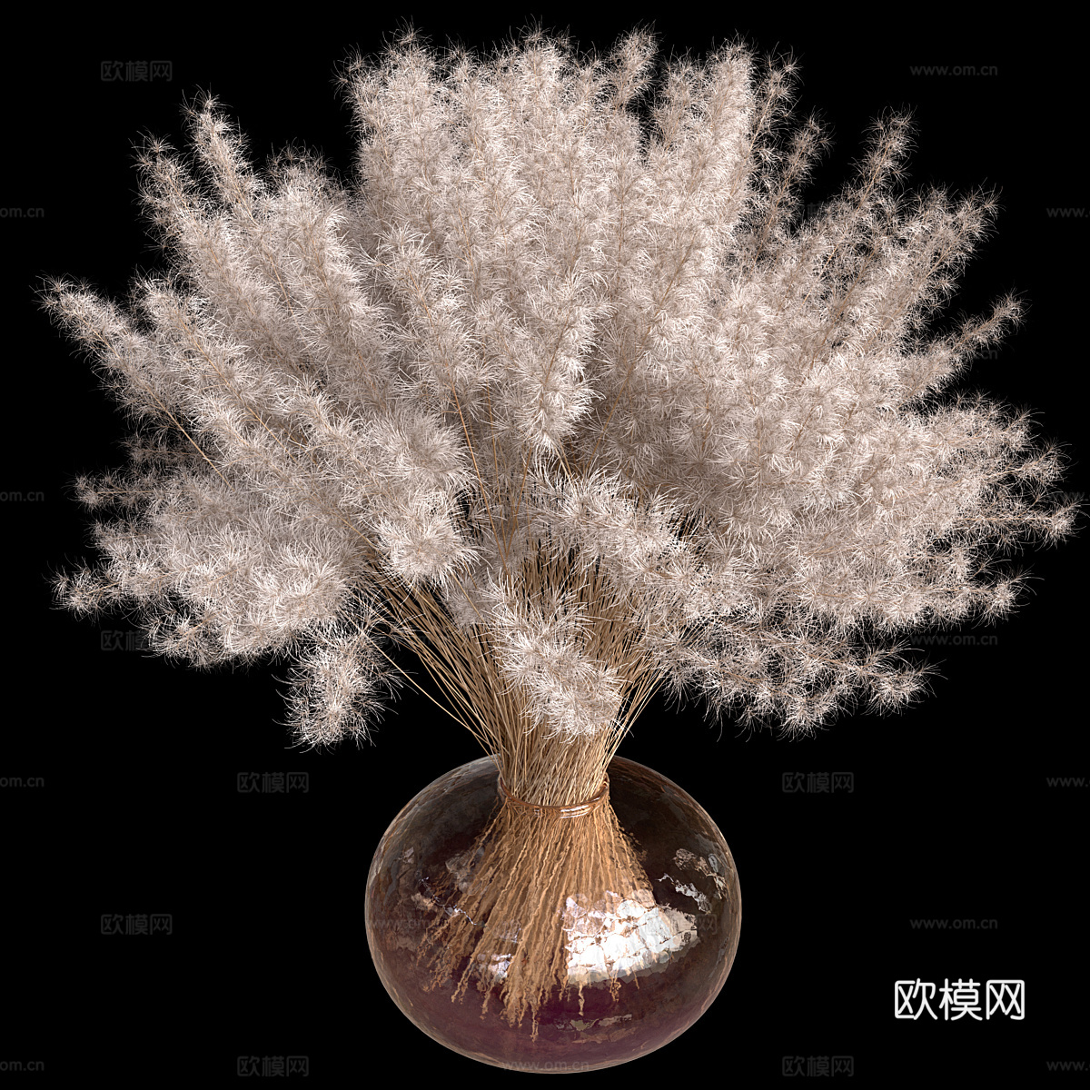 现代花瓶花艺 干花3d模型