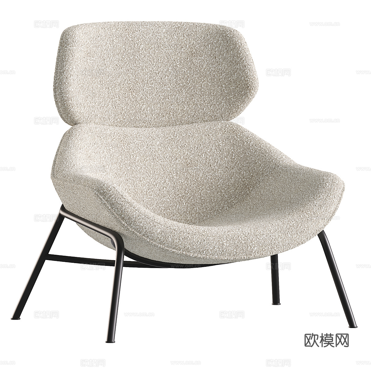 现代奶油风布艺休闲椅3d模型