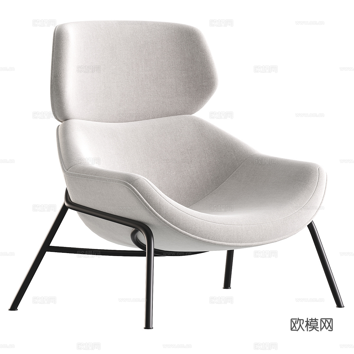 现代奶油风布艺休闲椅3d模型
