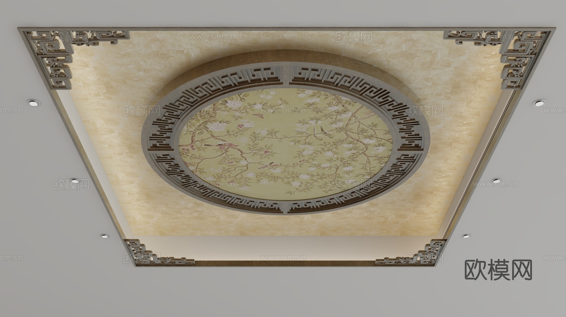 新中式天花吊顶3d模型