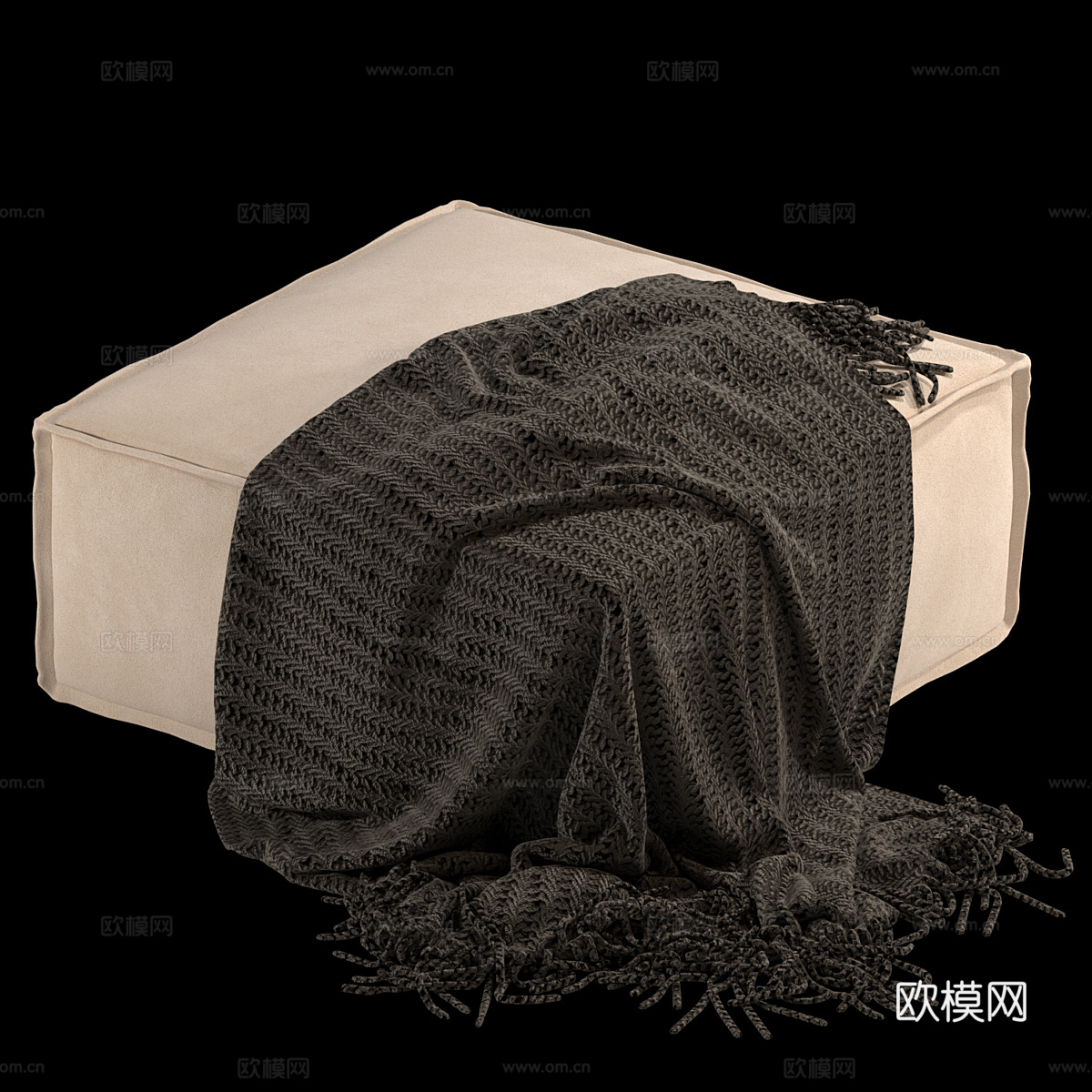 现代意式布艺沙发凳3d模型