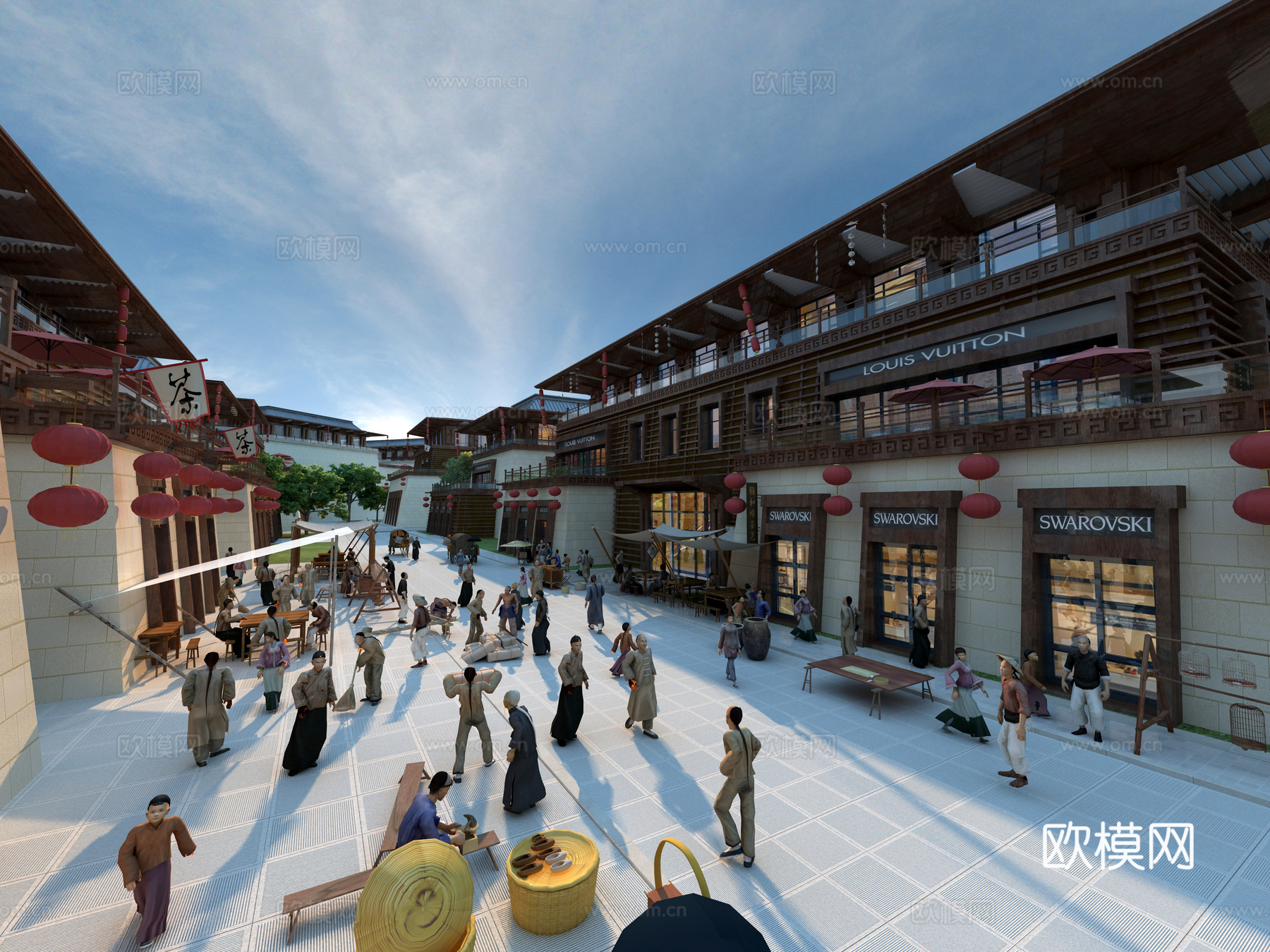 古建 商业街 小镇 中式建筑 古镇免费3d模型