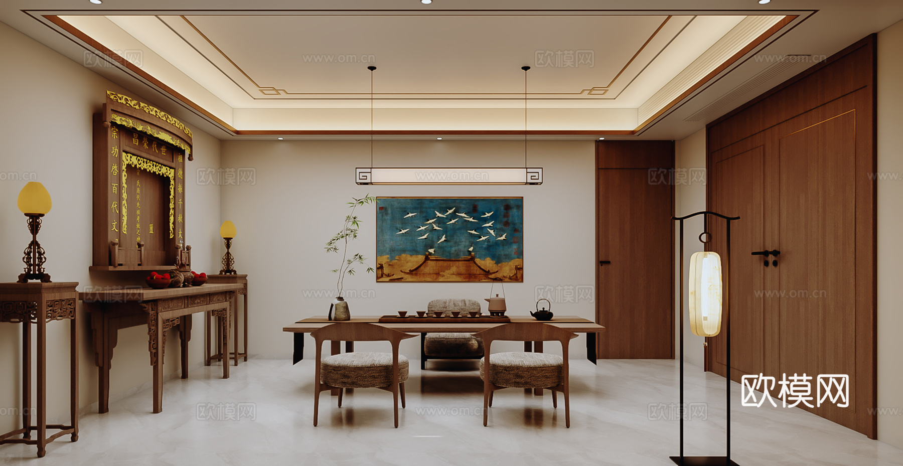 新中式佛堂 祠堂 堂屋 佛龛3d模型