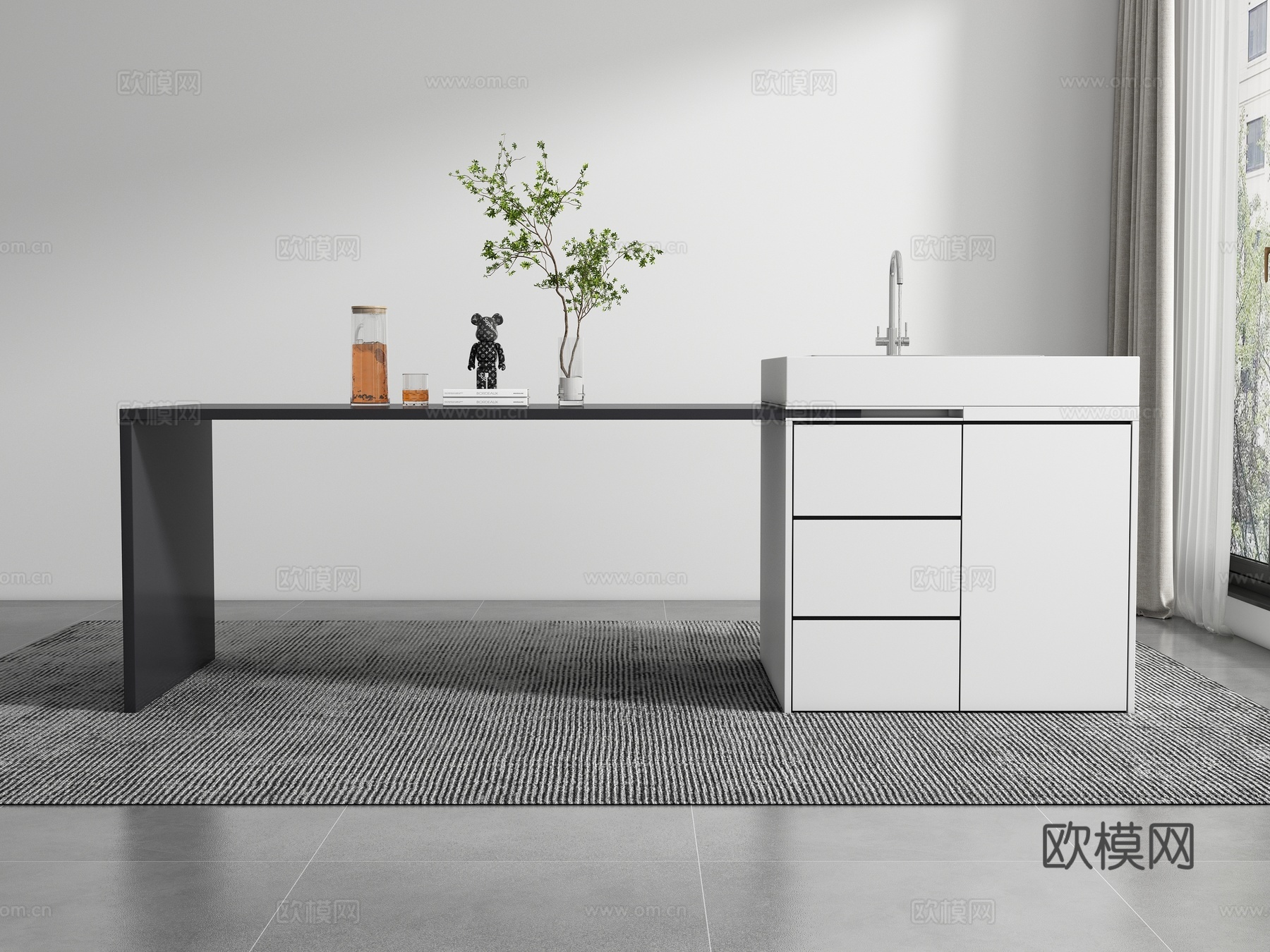 现代岛台3d模型