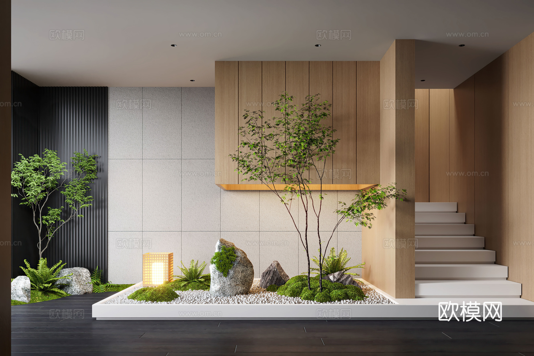 现代室内景观造景 景观造景 景观植物 苔藓景观su模型