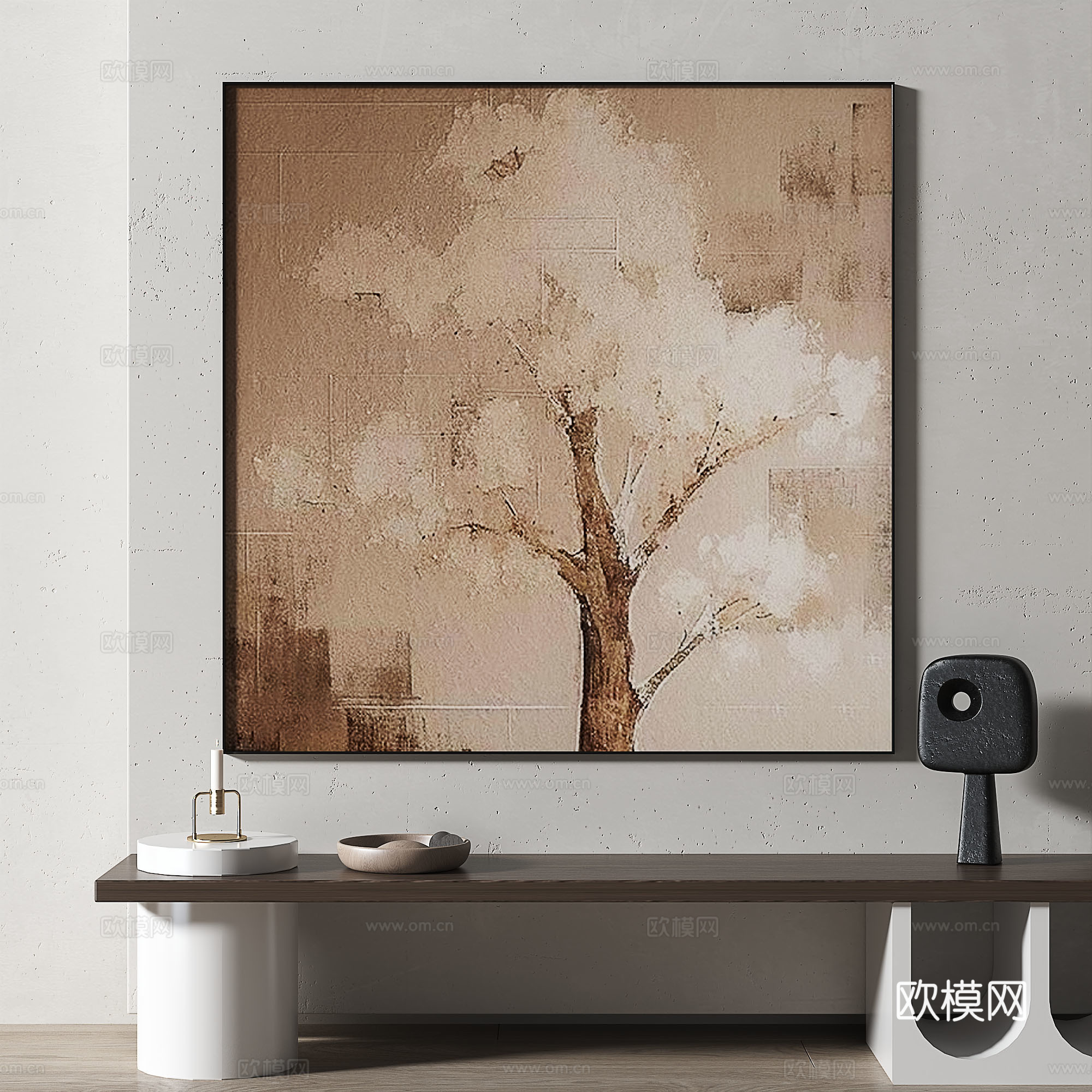 现代，中古，抽象，轻奢，复古，油画，装饰画3d模型
