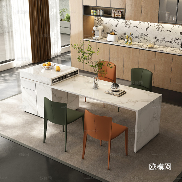 现代餐厅 餐桌椅su模型下载(渲染图1)