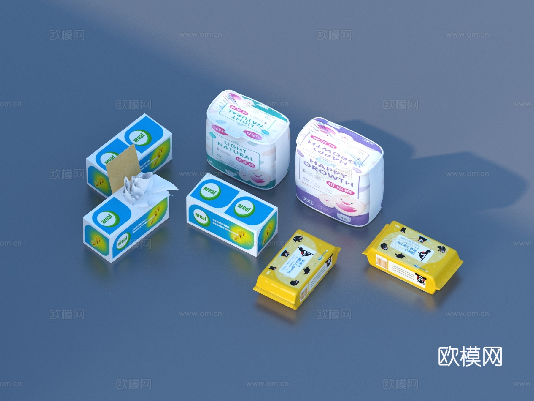 纸尿裤 湿巾 卫生纸 纸巾 抽纸3d模型