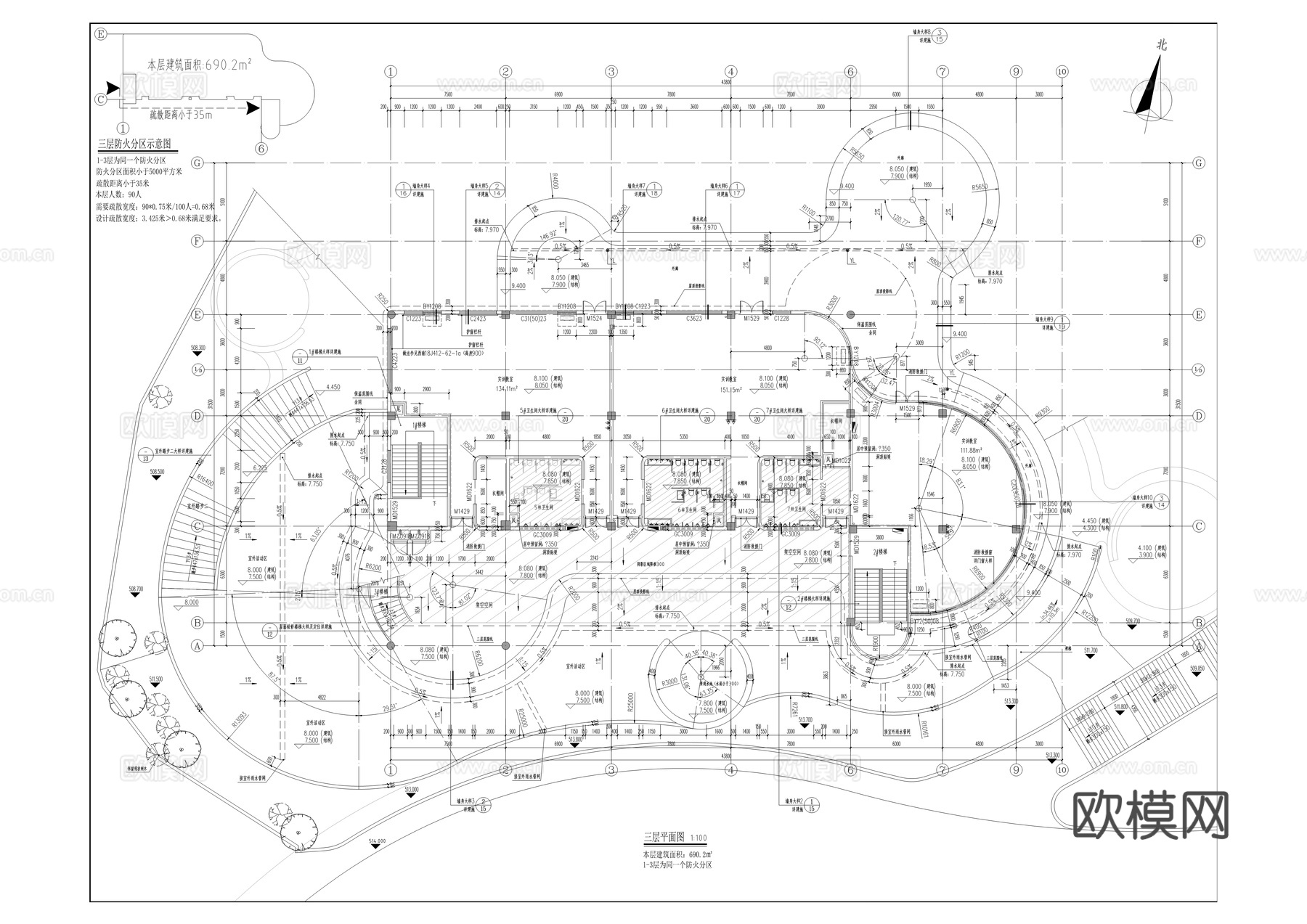 学前教育公共实训基地建筑及装修施工图cad施工图