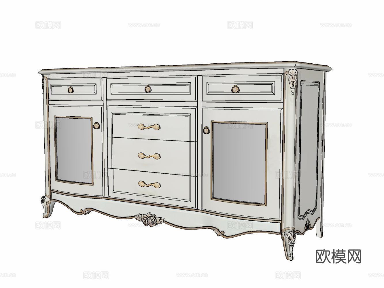 床头柜su模型下载（渲染图2）