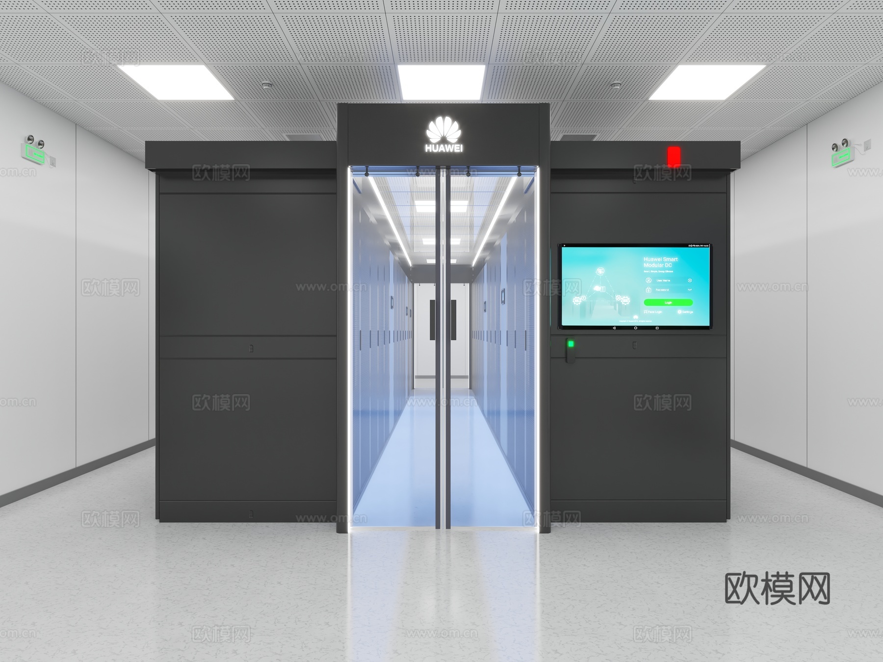 机房控制室华为机房服务器设备3d模型