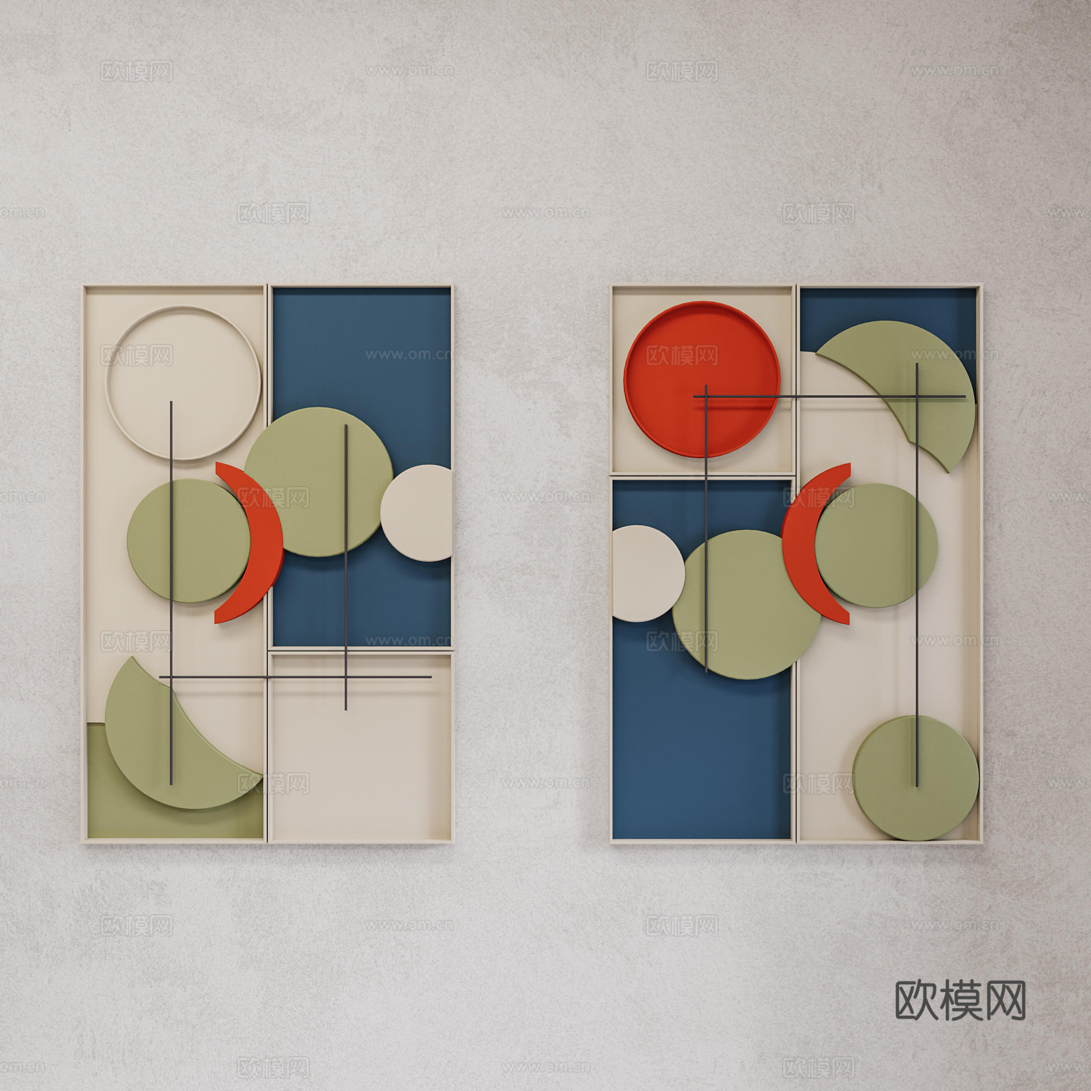 现代装饰画 装饰画 抽象装饰画3d模型