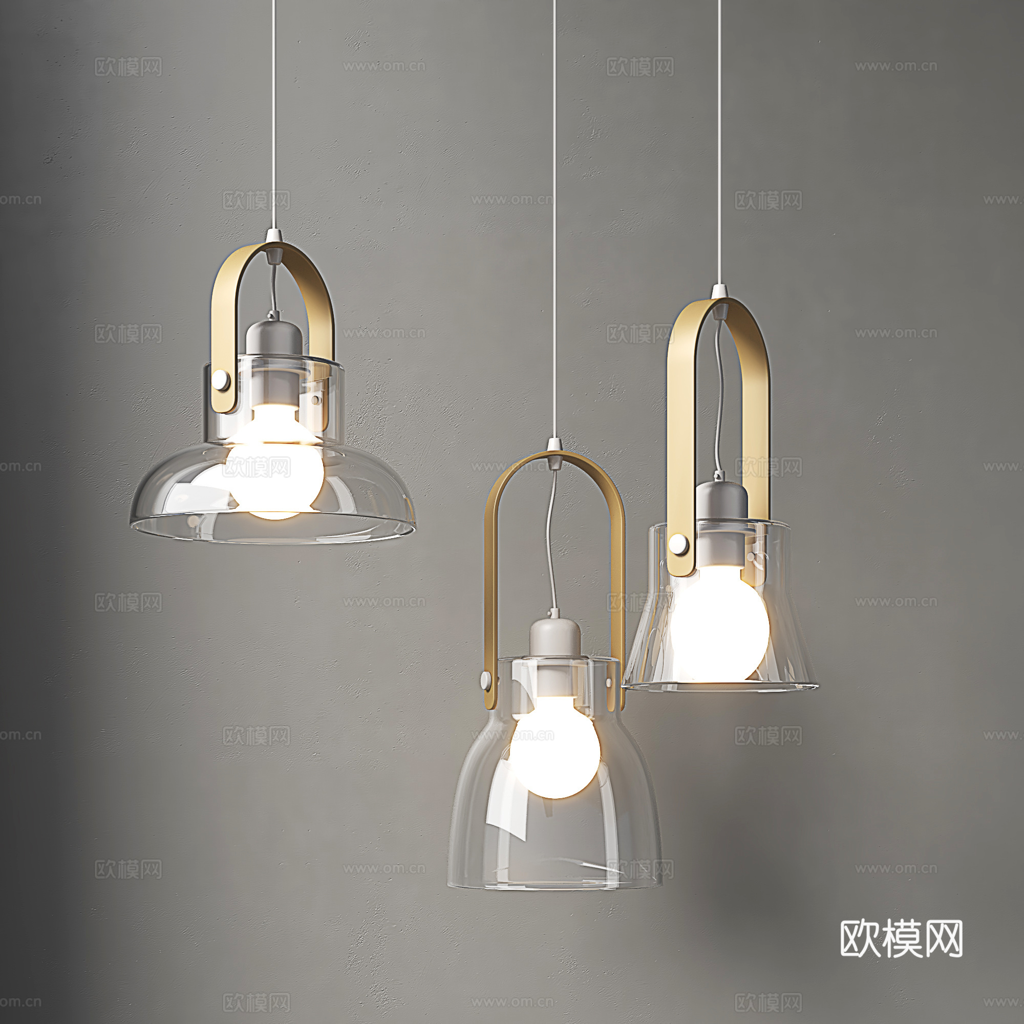 现代餐厅吊灯 简约吧台吊灯 轻奢玻璃小吊灯 极简艺术吊灯3d模型