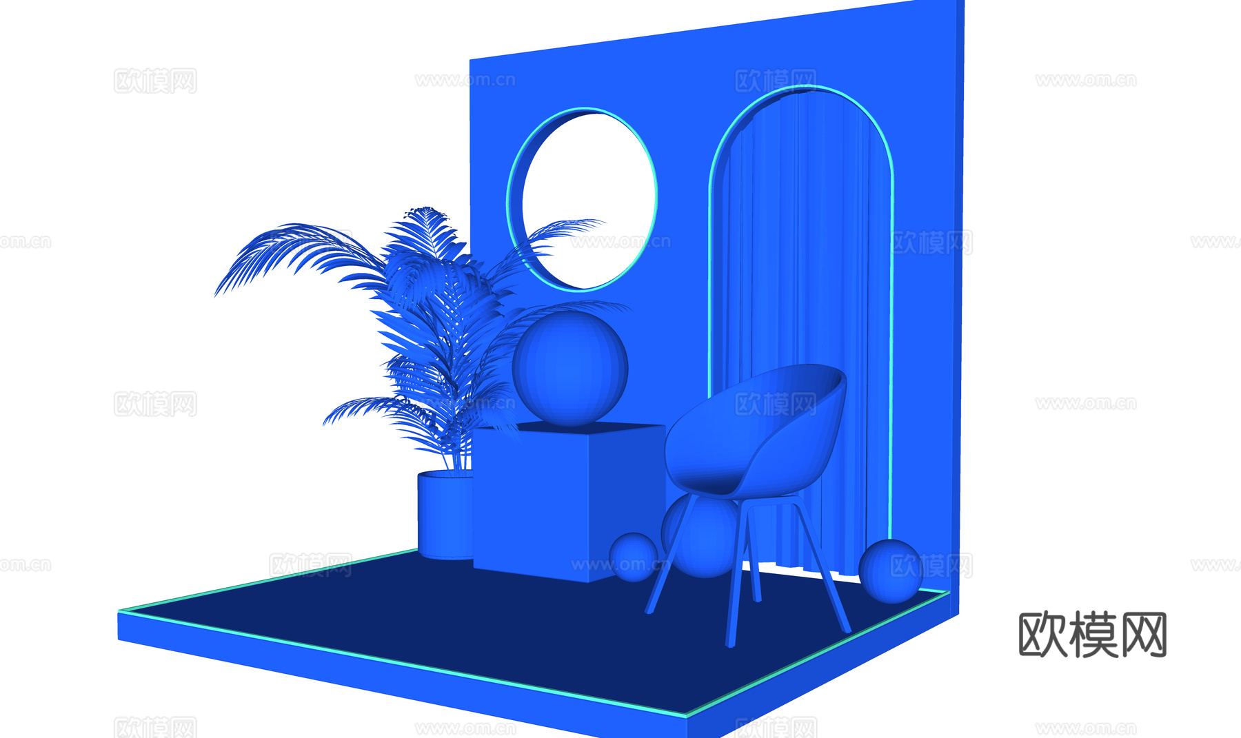现代新品发布 电商美陈场景 新品发布美陈 电商美陈背景3d模型