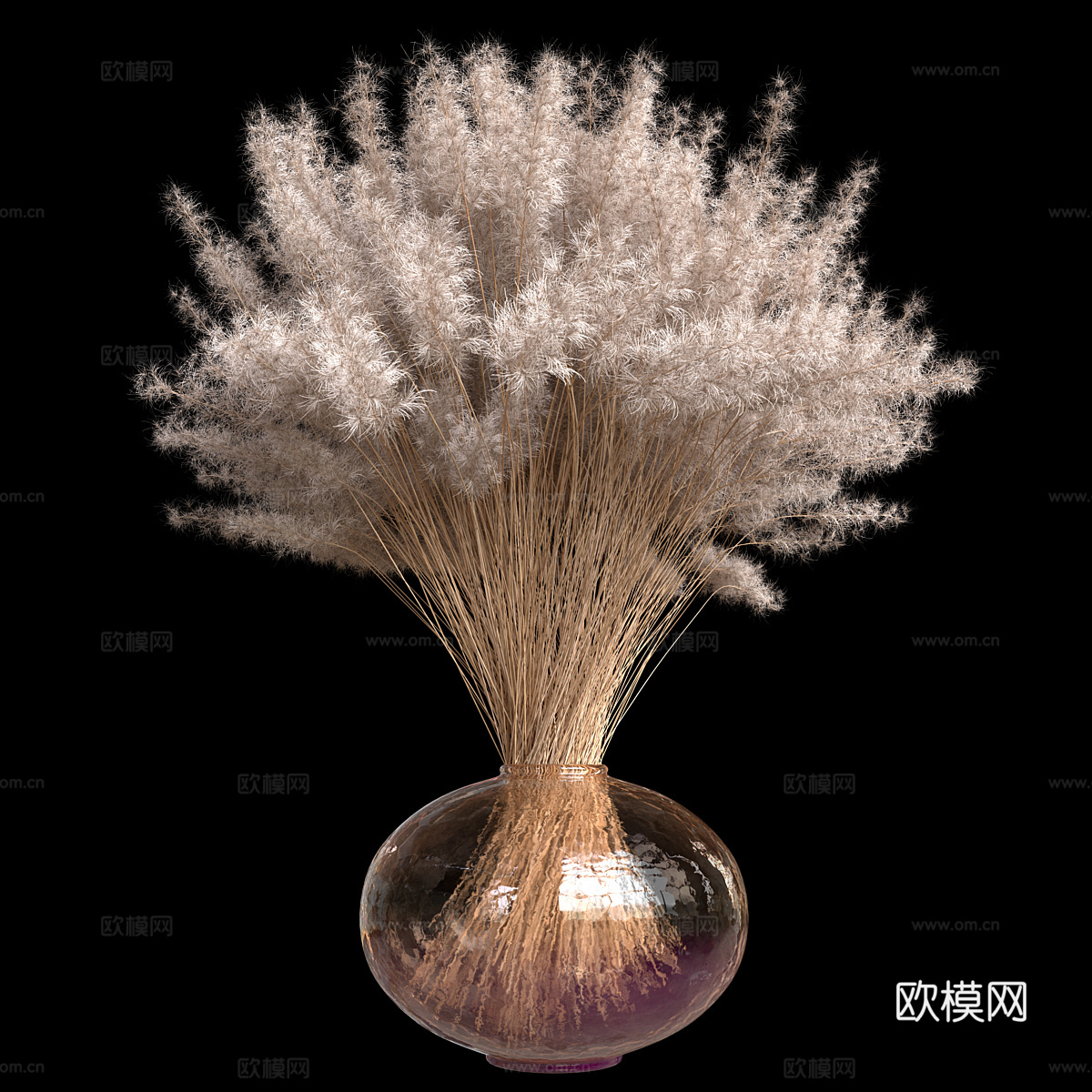 现代花瓶花艺 干花3d模型