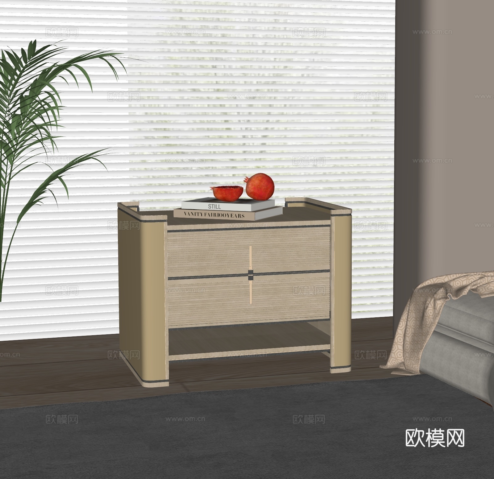 现代床头柜su模型