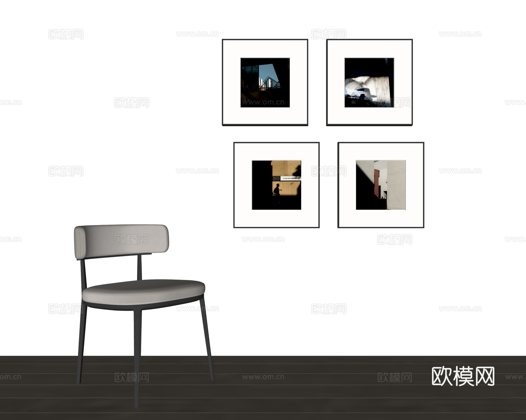 现代组合挂画su模型