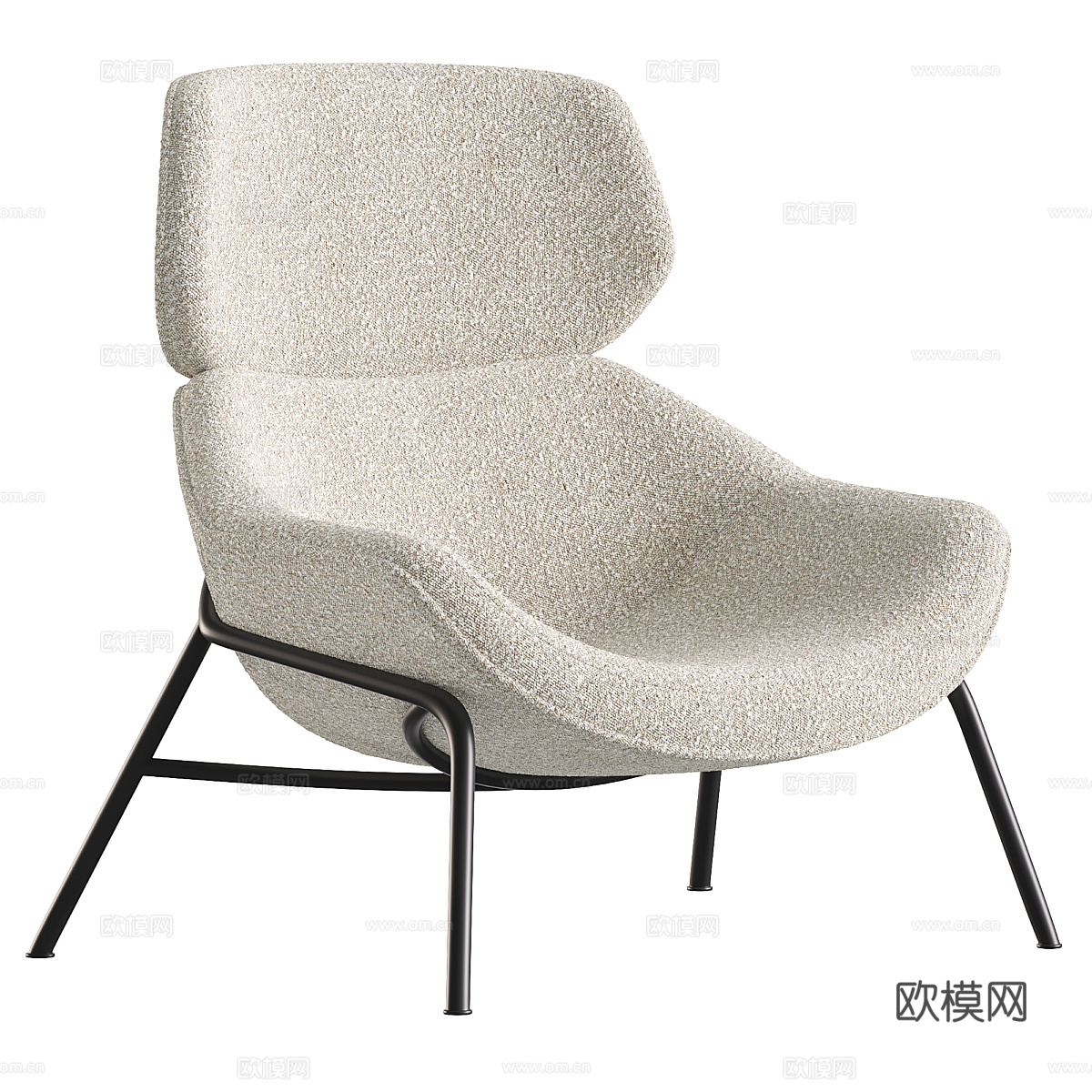 现代奶油风布艺休闲椅3d模型