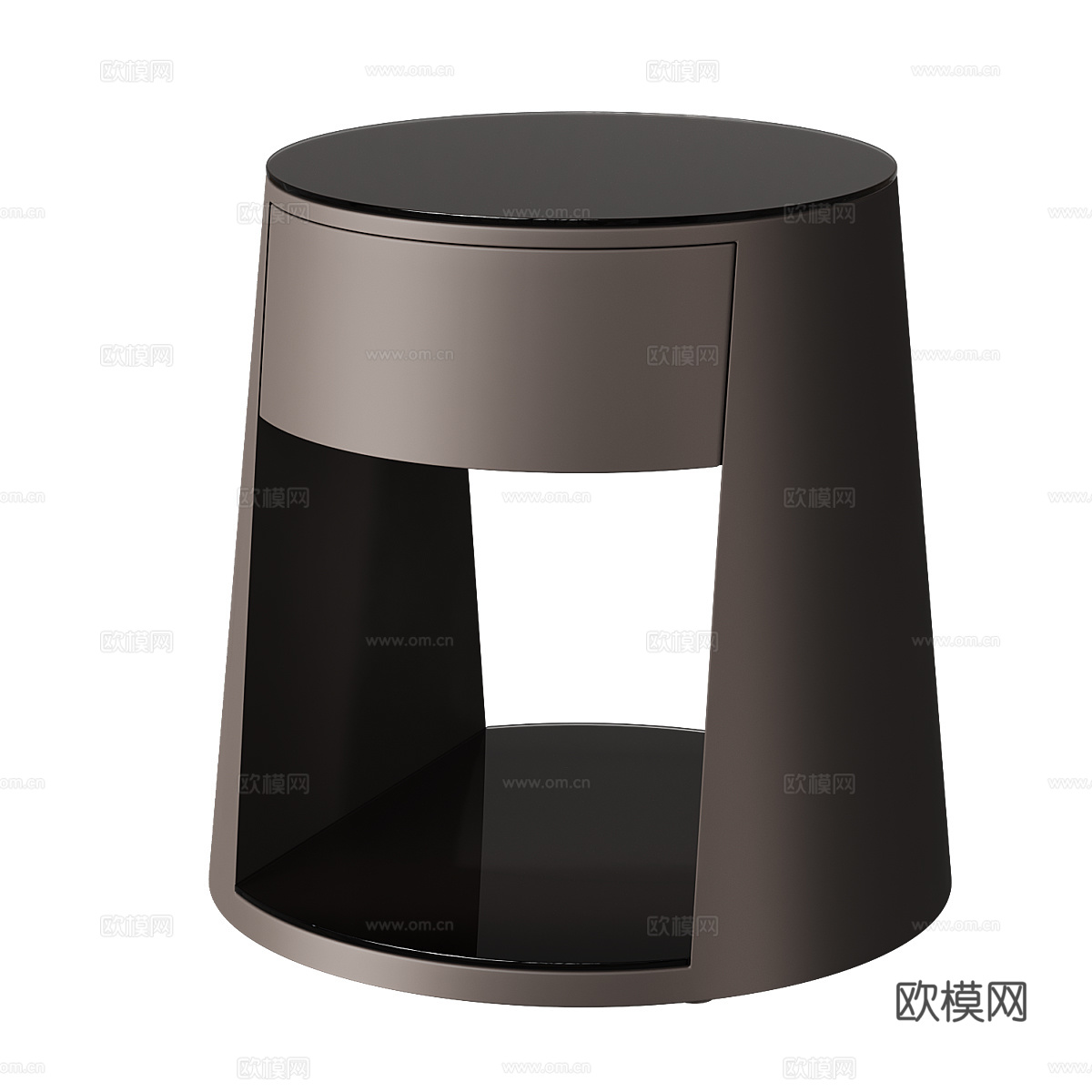 现代意式圆床头柜3d模型