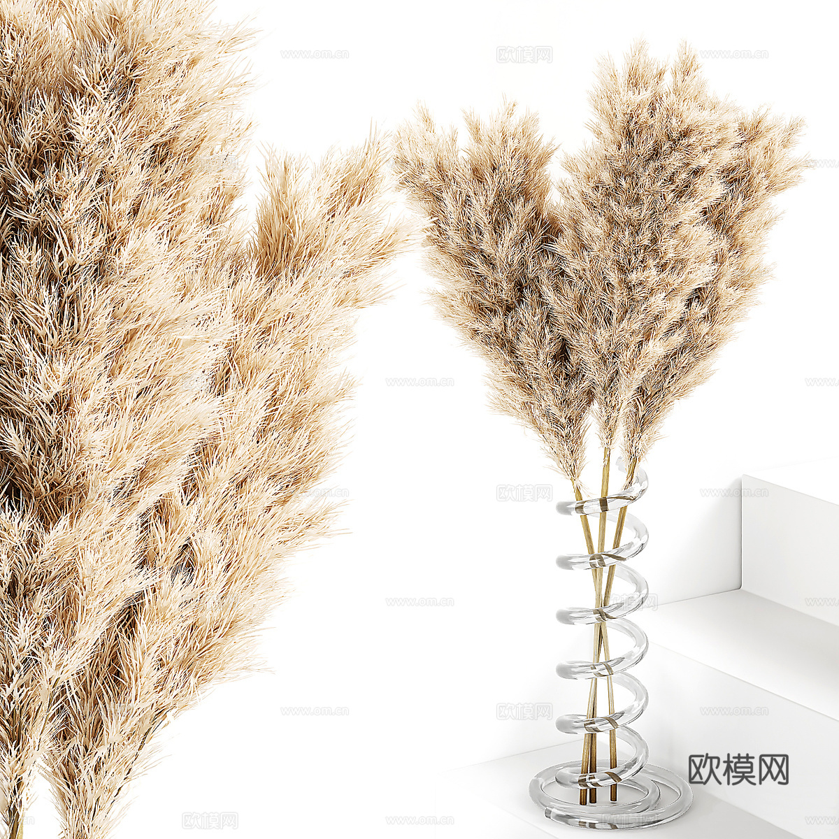 现代花瓶花艺 干花3d模型