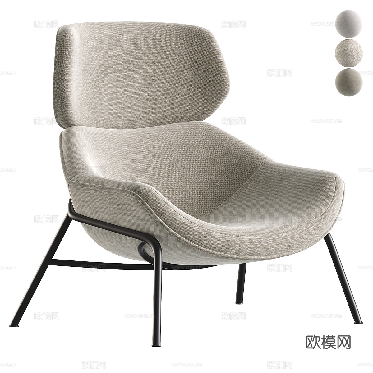 现代奶油风布艺休闲椅3d模型