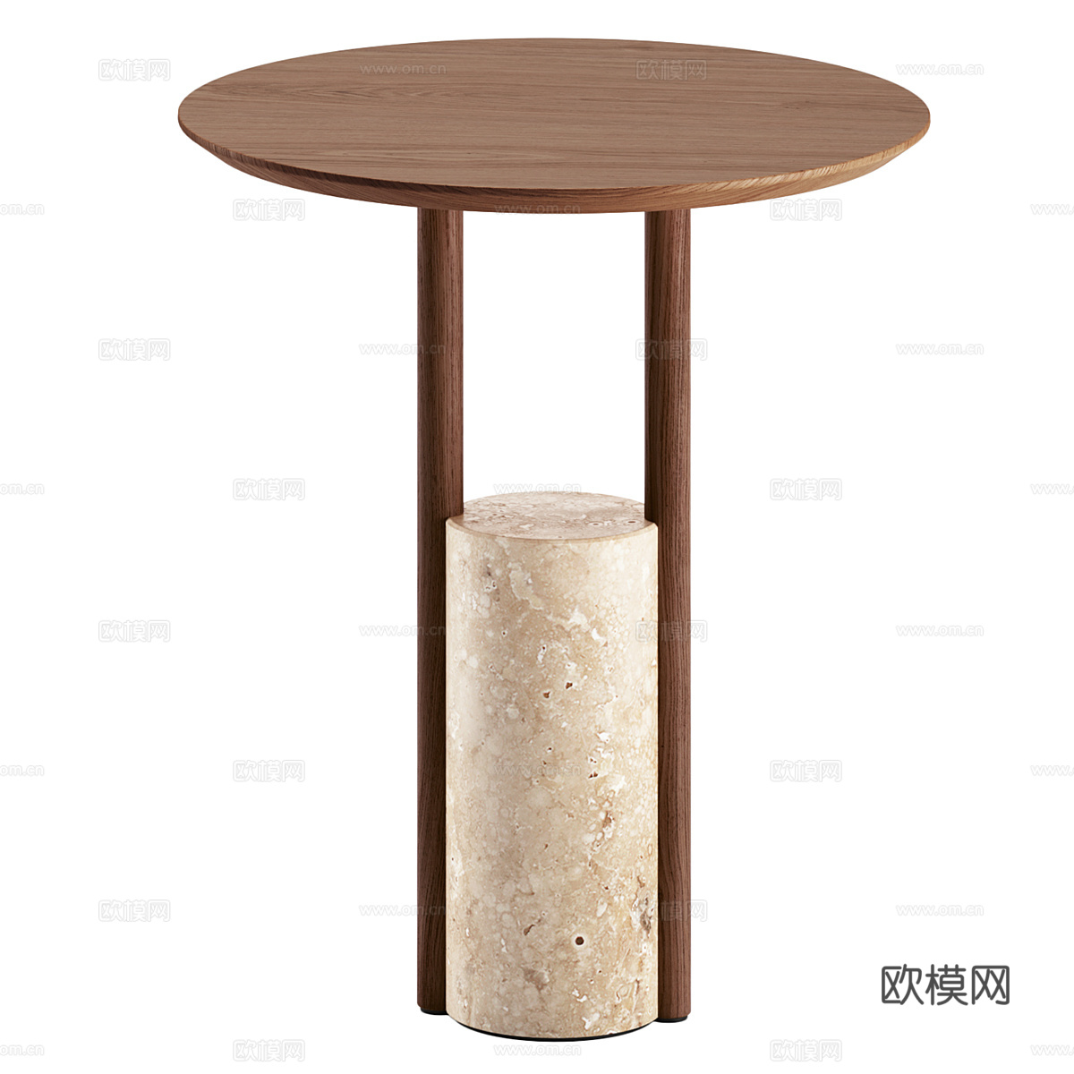新中式中古风圆边几3d模型