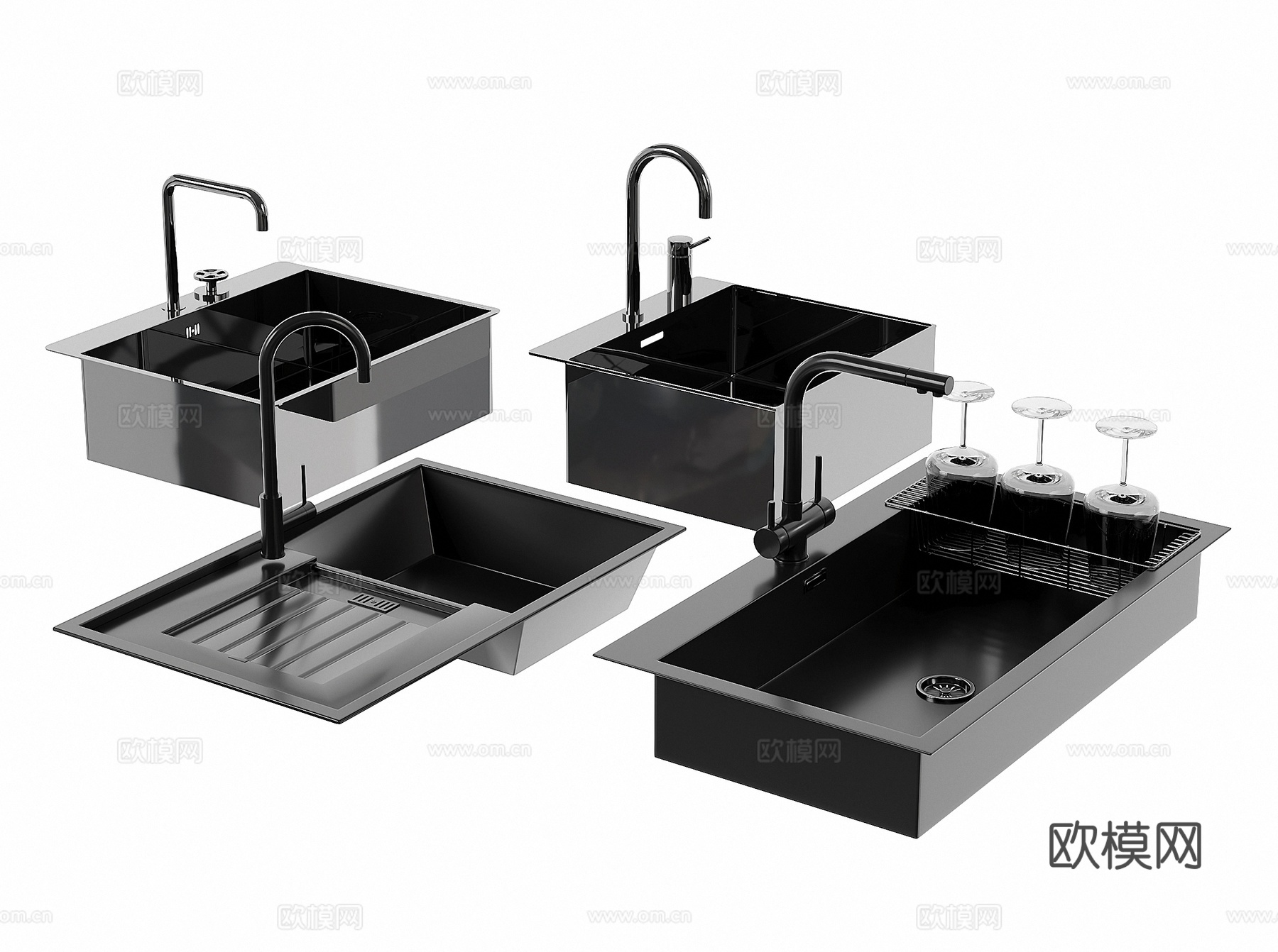现代厨房洗菜盆3d模型