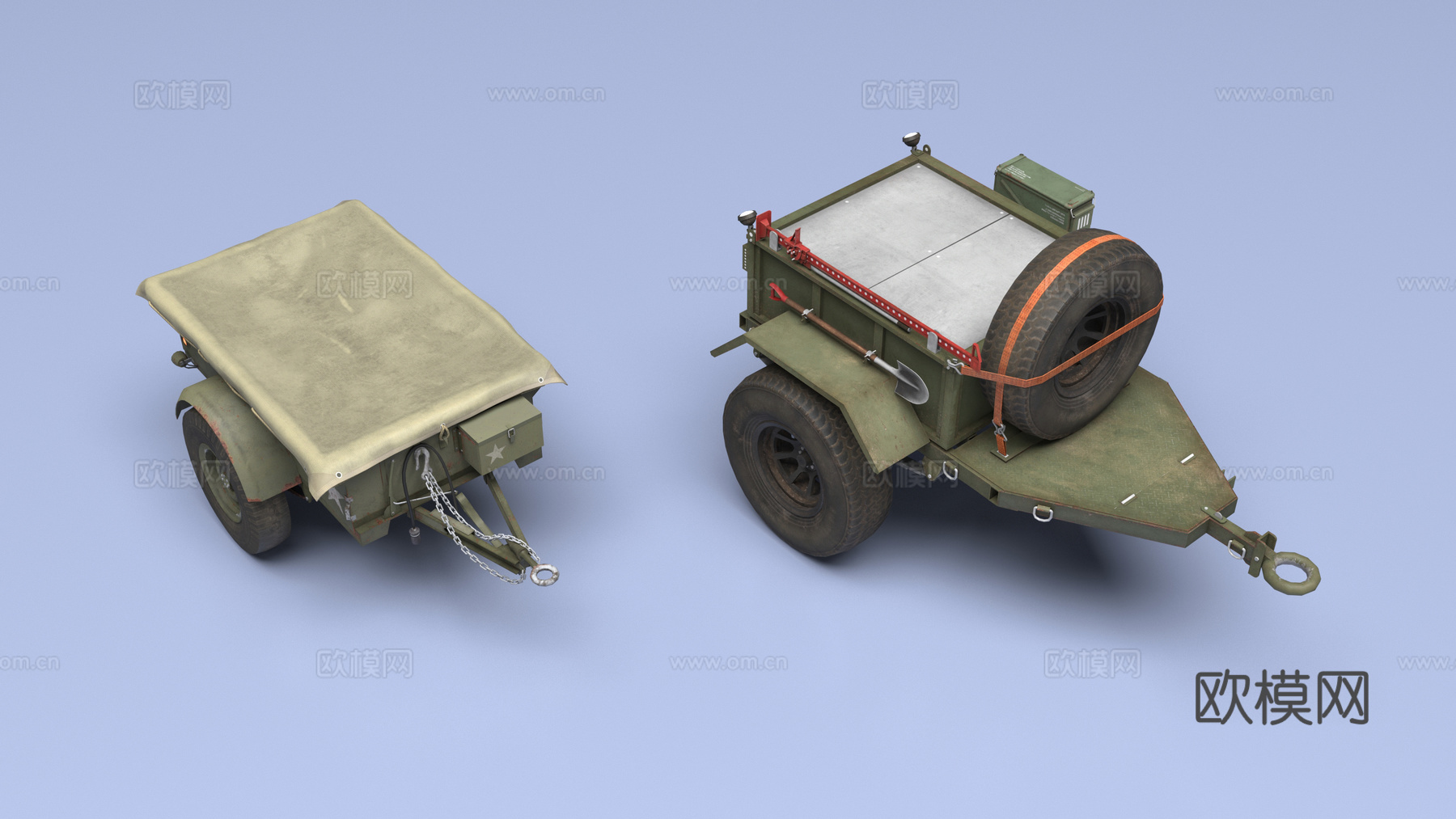军用拖车3d模型-Pic-1