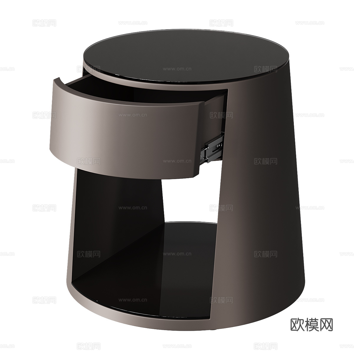 现代意式圆床头柜3d模型