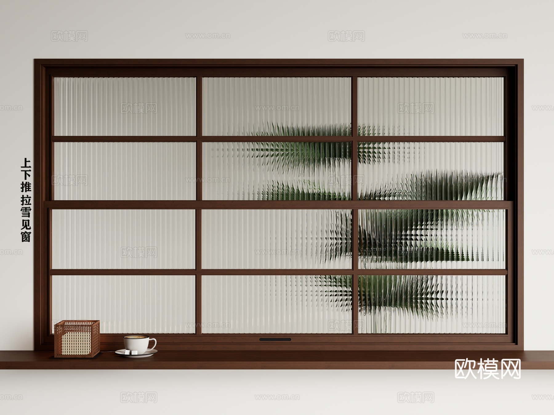 中古风折叠窗 上下折叠窗 推拉窗3d模型