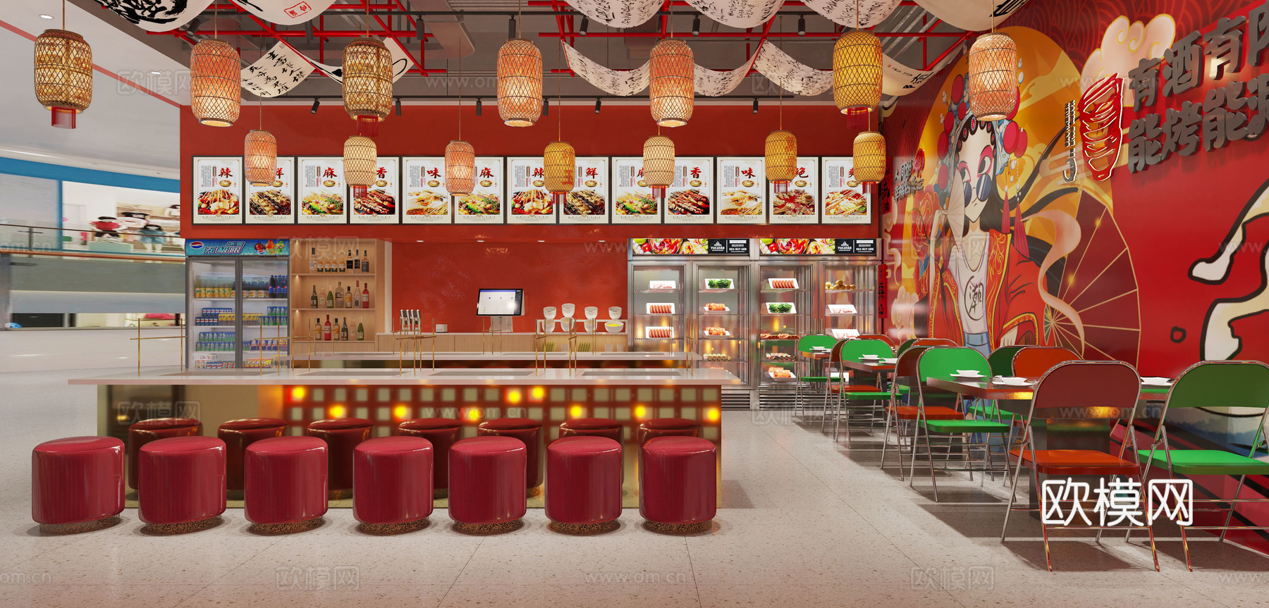工业风火锅店3d模型